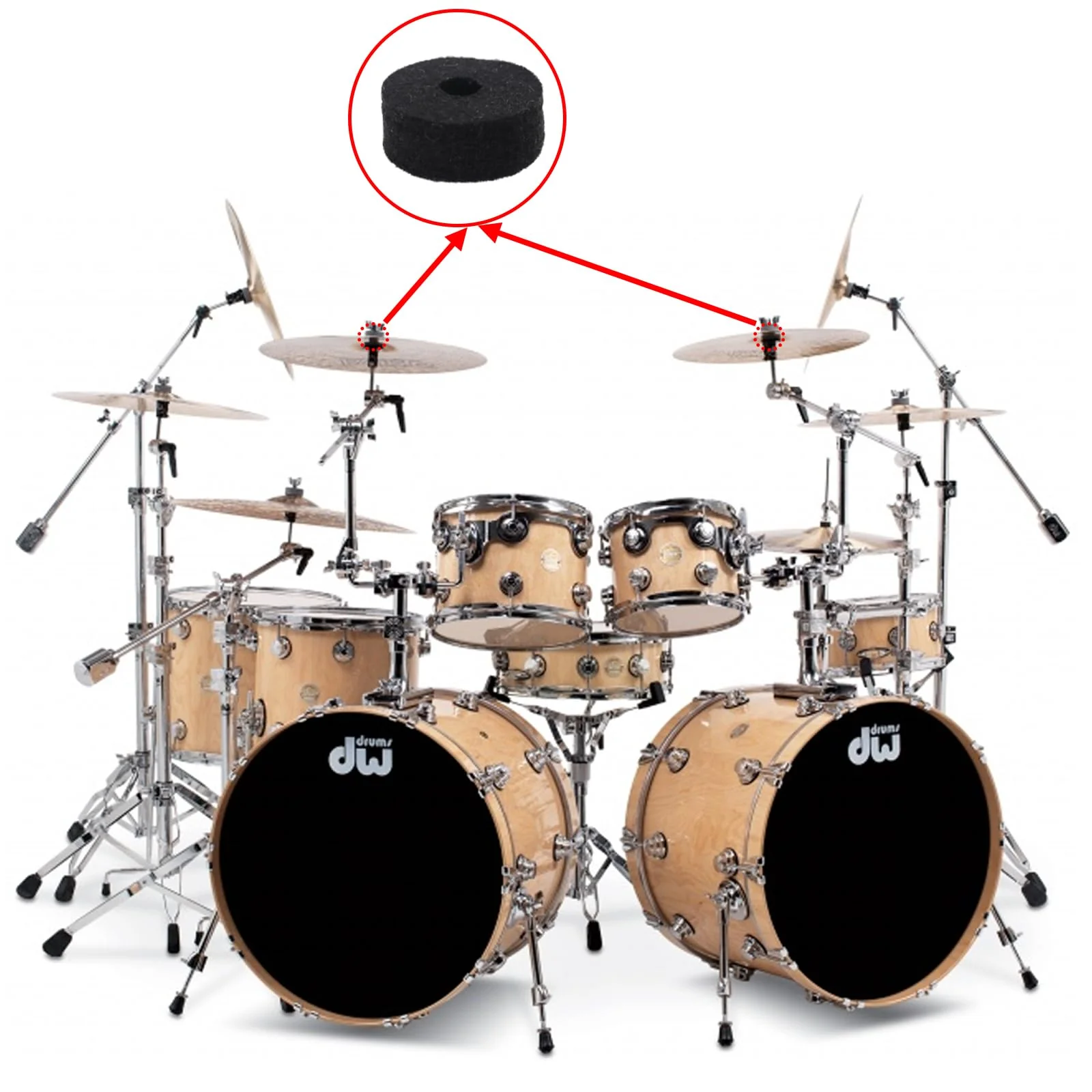 Pack of 10 Round Soft Black Cymbal Stand Felt Washer, Drum Felts Replacement, Enhance Your Drum Kit Sound and Protect Your Cymbals - Image 5