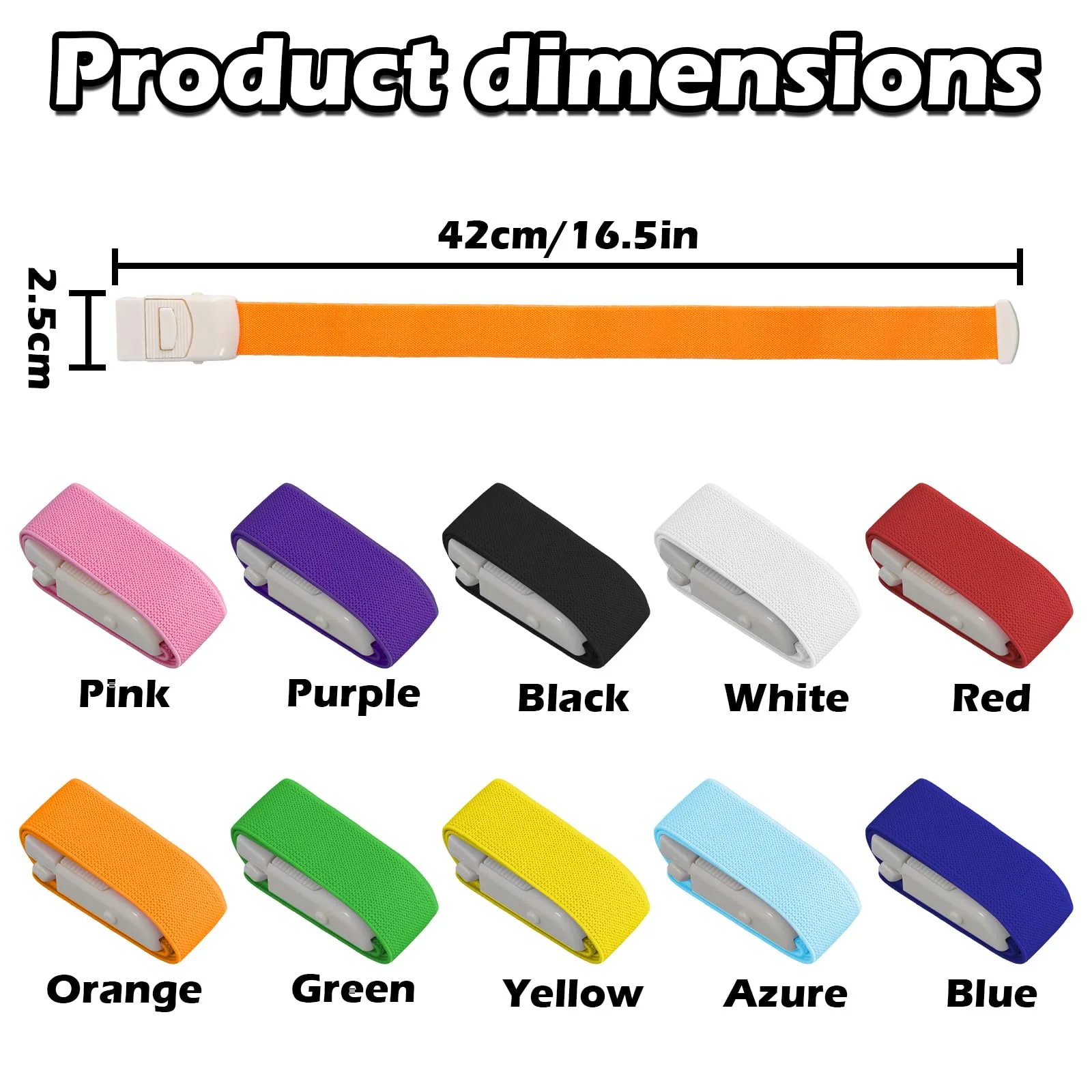 Pack of 10 Storage Hose, Blood Collection, Vein Congestion Tube, Tourniquet with Buckle, Tourniquet with Unique Closure System for Doctors, Sanitary, Camping, Outdoor - Image 2