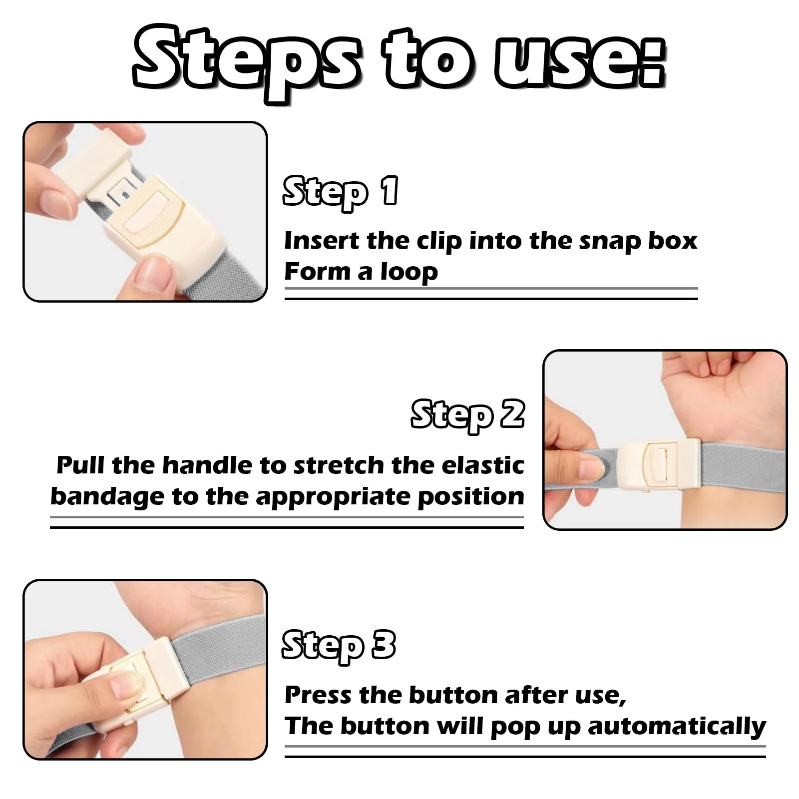 Pack of 10 Storage Hose, Blood Collection, Vein Congestion Tube, Tourniquet with Buckle, Tourniquet with Unique Closure System for Doctors, Sanitary, Camping, Outdoor - Image 4