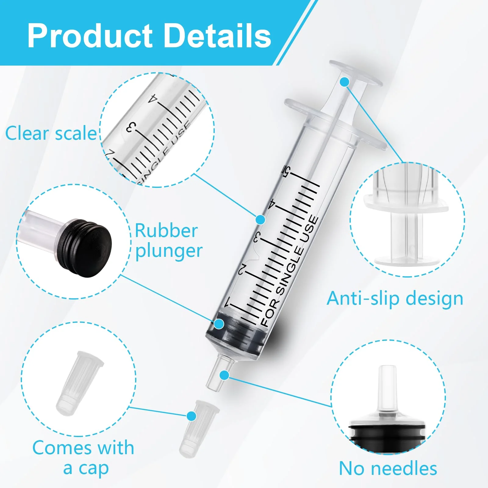 Pack of 10 Syringes 1 ml with Cap, 1 ml Disposable Syringes Without Needle, Plastic Dosing Syringe for Scientific Laboratory Liquid Measurement Colostrum Animal Feeding Plant Watering 1ml - Image 2