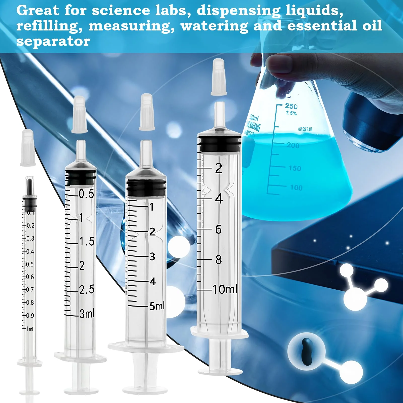 Pack of 10 Syringes 1 ml with Cap, 1 ml Disposable Syringes Without Needle, Plastic Dosing Syringe for Scientific Laboratory Liquid Measurement Colostrum Animal Feeding Plant Watering 1ml - Image 6