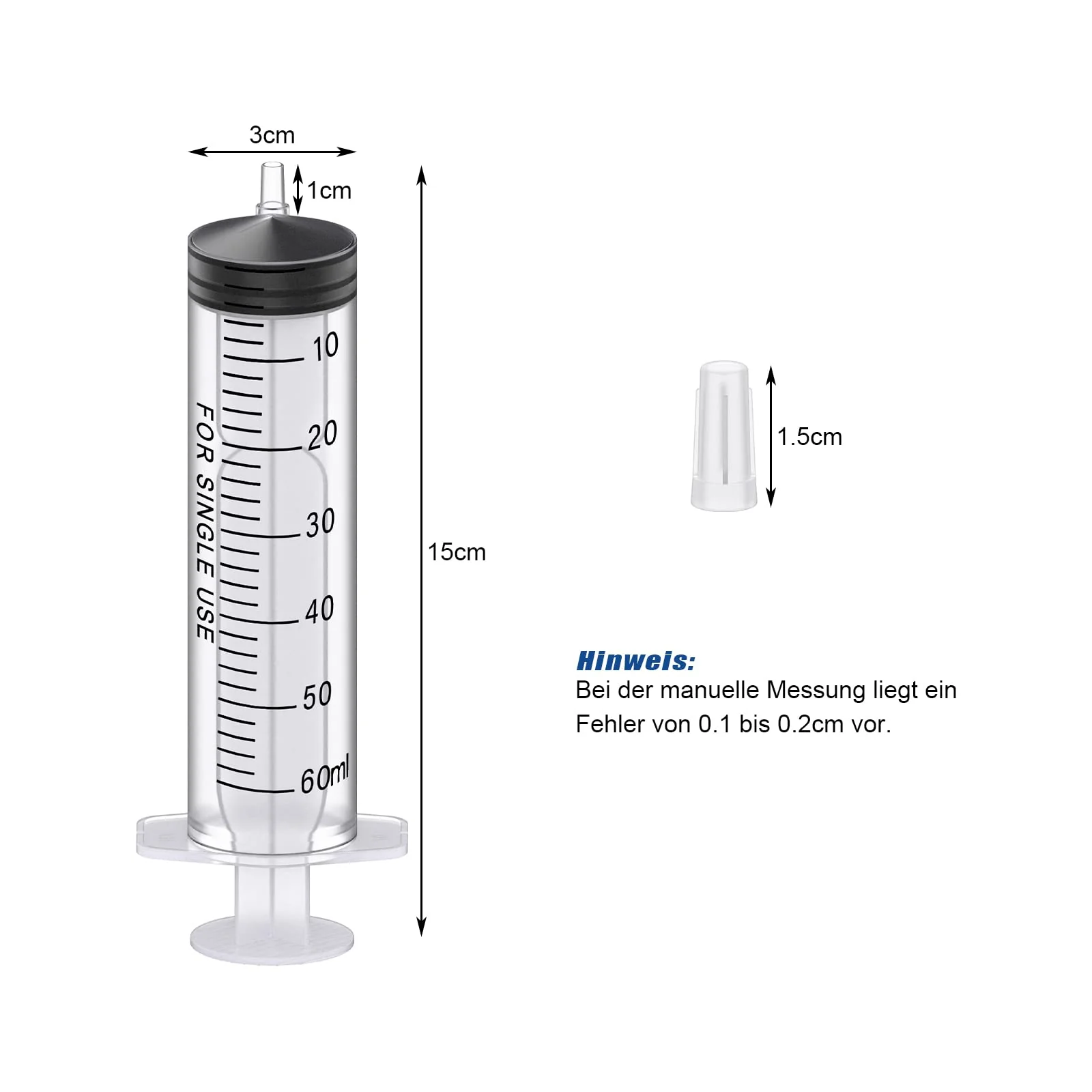 Pack of 10 Syringes, Disposable Syringe Plastic Syringe Dosing Syringe in Individual Packaging. Ideal for Fine Dosages, Hobby, Crafts and Pets (10, 60 ml) 10, 60 ml - Image 2