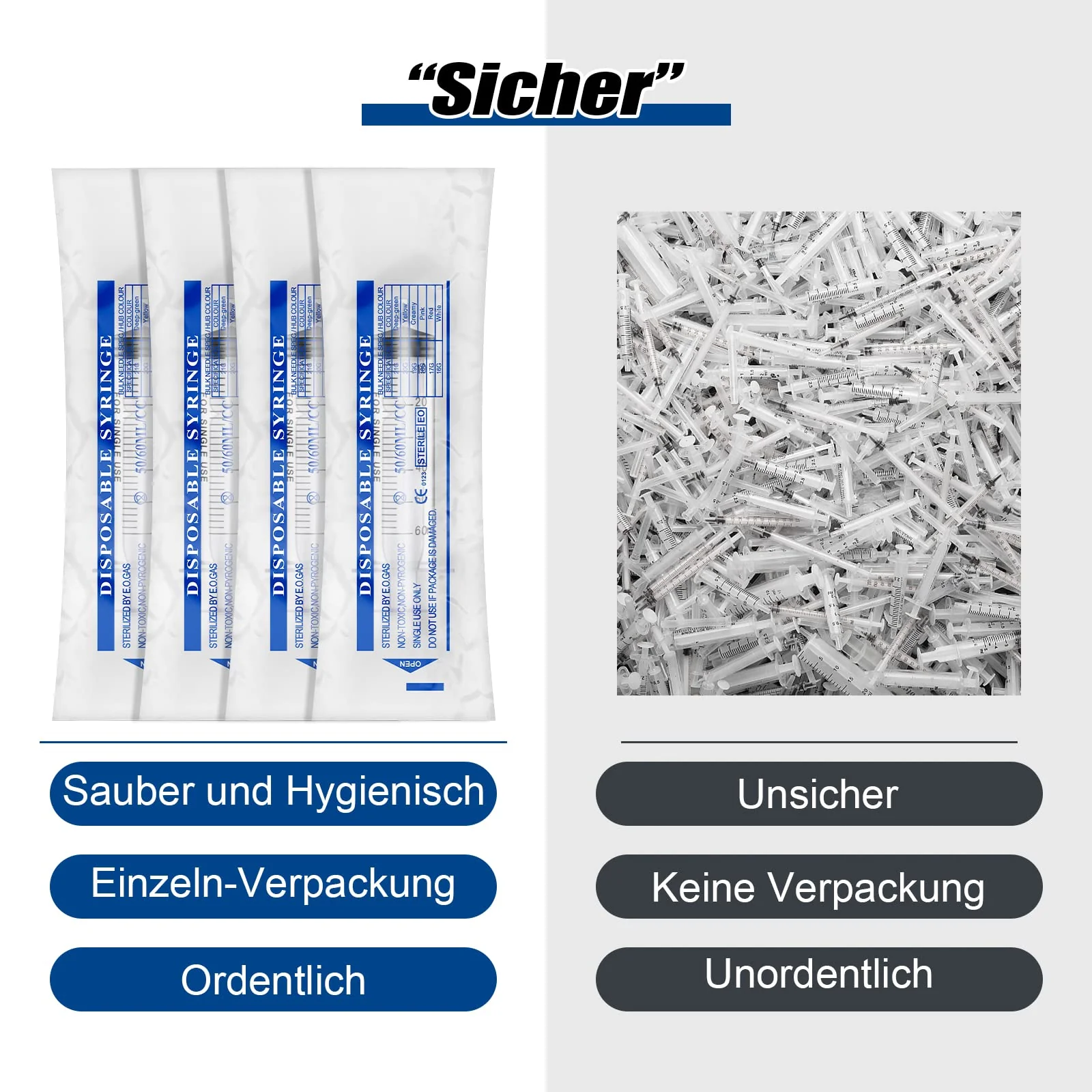 Pack of 10 Syringes, Disposable Syringe Plastic Syringe Dosing Syringe in Individual Packaging. Ideal for Fine Dosages, Hobby, Crafts and Pets (10, 60 ml) 10, 60 ml - Image 3