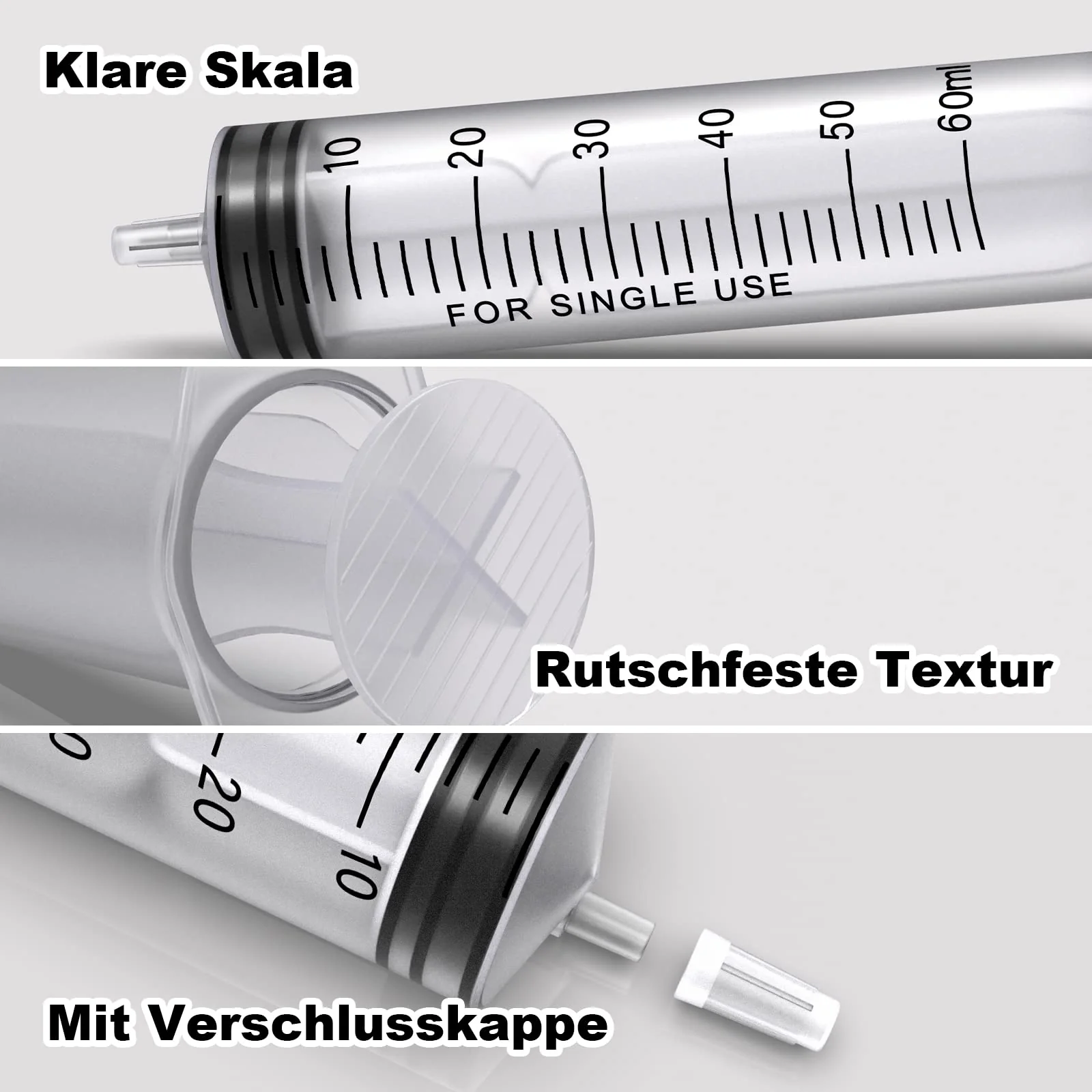 Pack of 10 Syringes, Disposable Syringe Plastic Syringe Dosing Syringe in Individual Packaging. Ideal for Fine Dosages, Hobby, Crafts and Pets (10, 60 ml) 10, 60 ml - Image 4