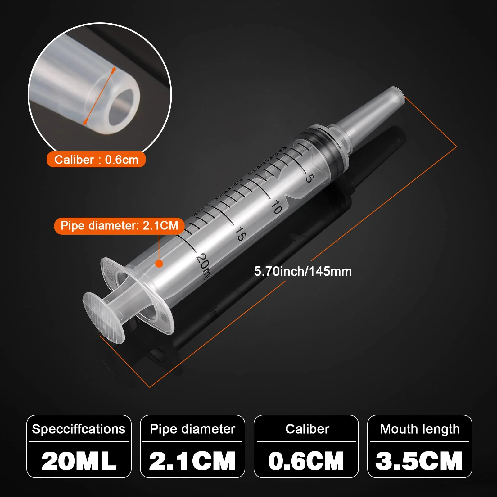 Pack of 10 Syringes with Lid, 20 ml Sterile Plastic Syringes without Needle, Syringes for Feeding, Reusable Individually Packed Liquid Syringe for Animal Feeding, Dispensing, Laboratory 20ml - Image 3