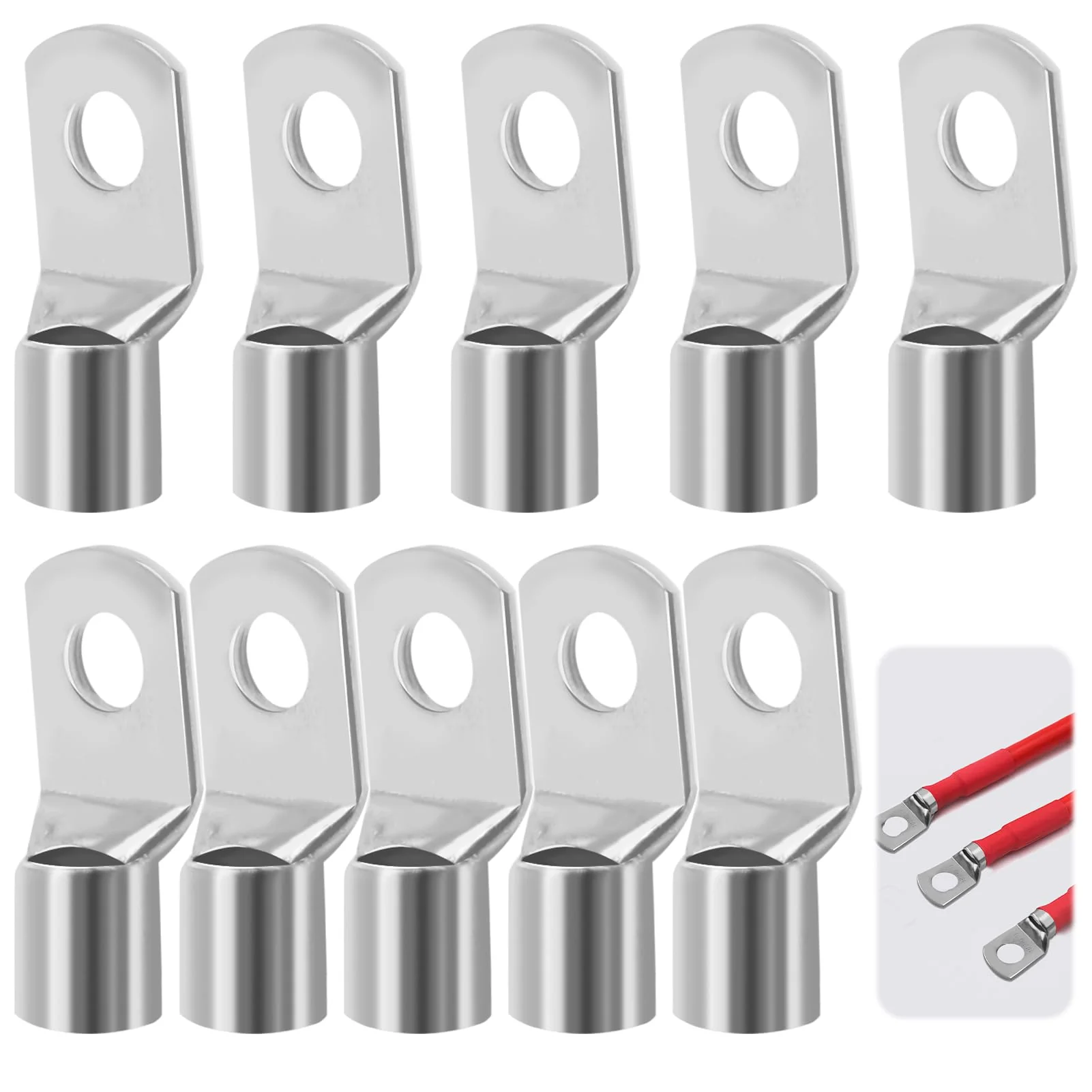 Pack of 10 Tube Cable Lugs 50 mm² M8 Uninsulated SC Cable Connector Cable Lugs Ring Terminals - Image 5