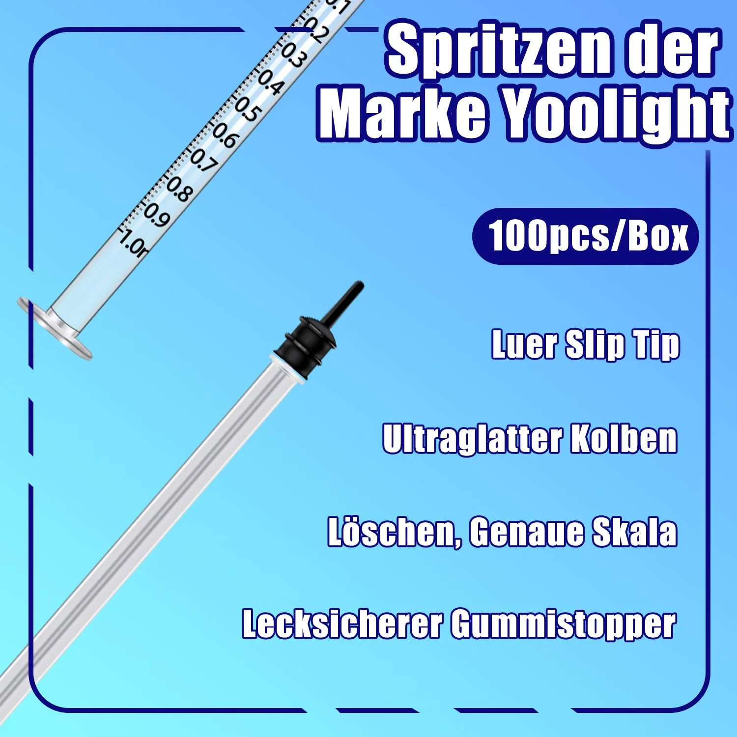 Pack of 100 1 ml plastic syringes with caps, 1 ml syringe for refilling and measuring liquids, scientific laboratories, pet feeding Pack of 100 - 1 ml - Image 2