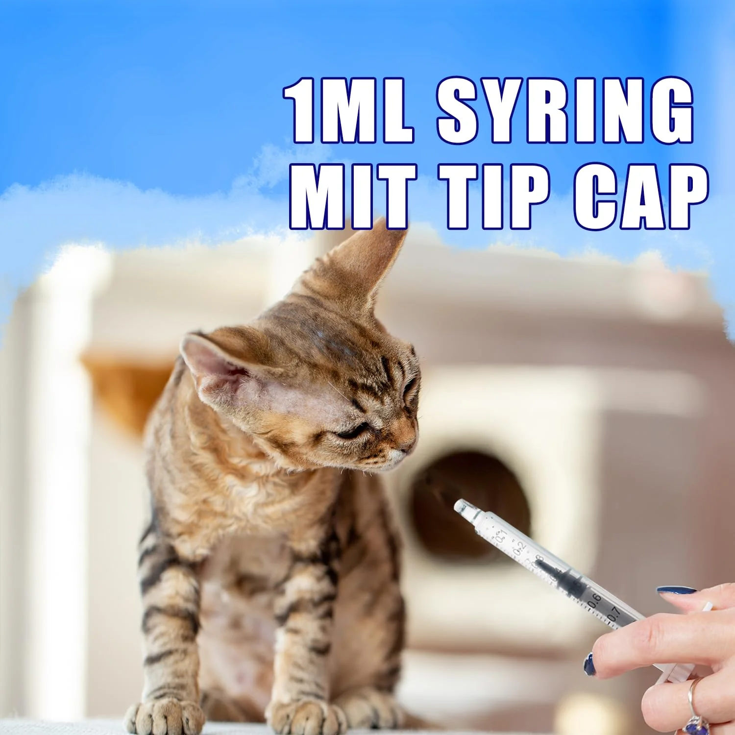 Pack of 100 1 ml plastic syringes with caps, 1 ml syringe for refilling and measuring liquids, scientific laboratories, pet feeding Pack of 100 - 1 ml - Image 5