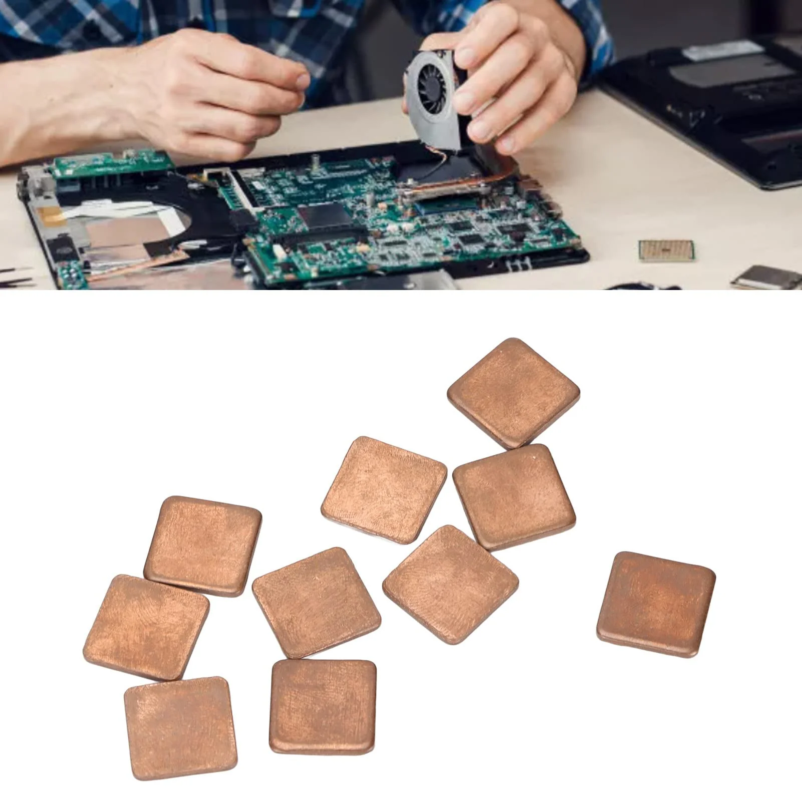 Pack of 100 15 mm GPU CPU Thermal Heatsink Copper Pad, Copper Pad Shim Thermal Kit, Multiple Thickness Options Copper Plate Cooler Small Heatsink for Cooling PC Components (15 x 15 x 0.5 mm) - Image 6