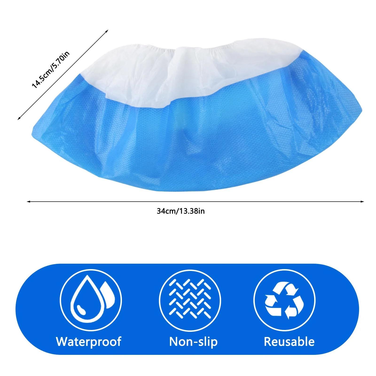 Pack of 100 Overshoes, Shoe Covers, CPE + PP Plastic Shoe Covers, Reusable Overshoes, Rain Protection, Overshoes, Shoe Covers, Waterproof, One Size, Indoor and Outdoor - Image 2