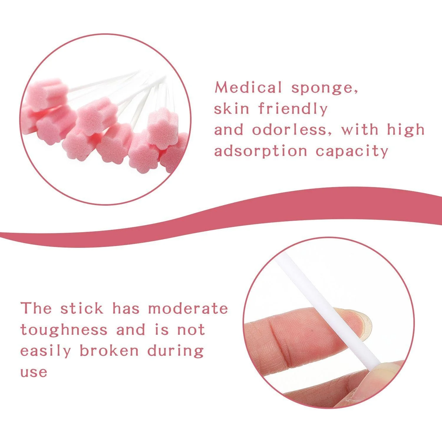 Pack of 100 Sponge Sticks, Oral Care Sponge Sticks, Dental Cleaning Sponge Sticks, Portable Mouth Sponge Sticks, Sponge Sticks for Children and Adults - Image 3
