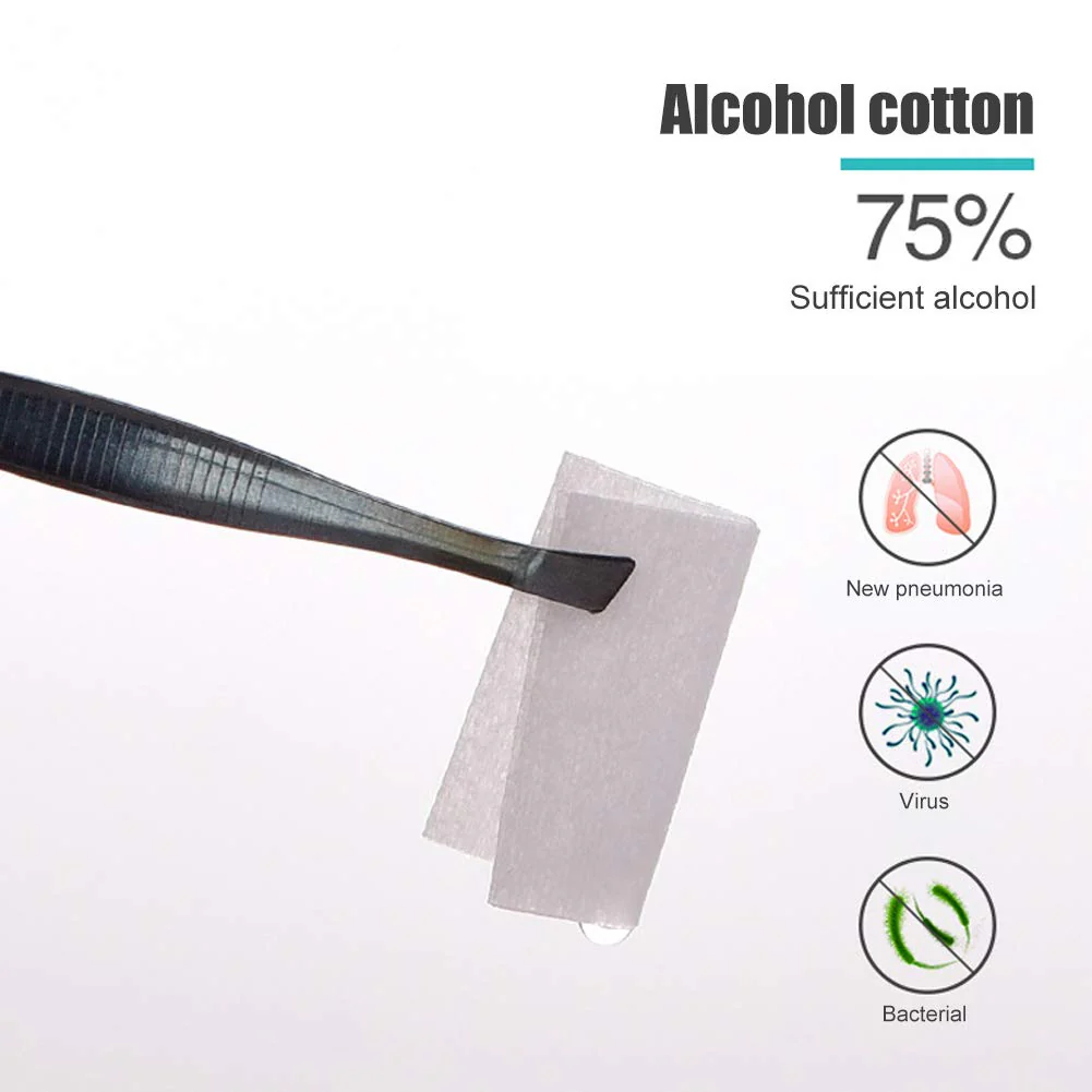 Pack of 100 Wet Wipes, Individually Wrapped Alcohol Preparation Pads, Flammable, Keep Away From Fire or Flames, Disinfectant Cotton for Skin Cleansing, Outdoor 1 stück (1er Pack) - Image 4