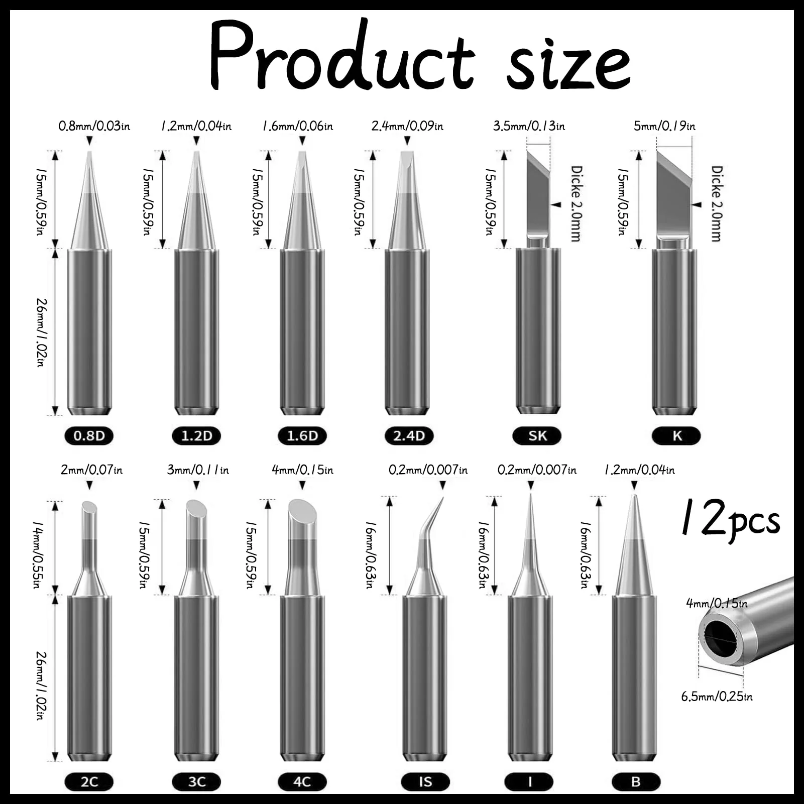 Pack of 12 900 m soldering tips, soldering iron tips, universal soldering tip, lead-free material, soldering station, replacement welding equipment accessories, soldering iron tip, applicable Ersa - Image 2