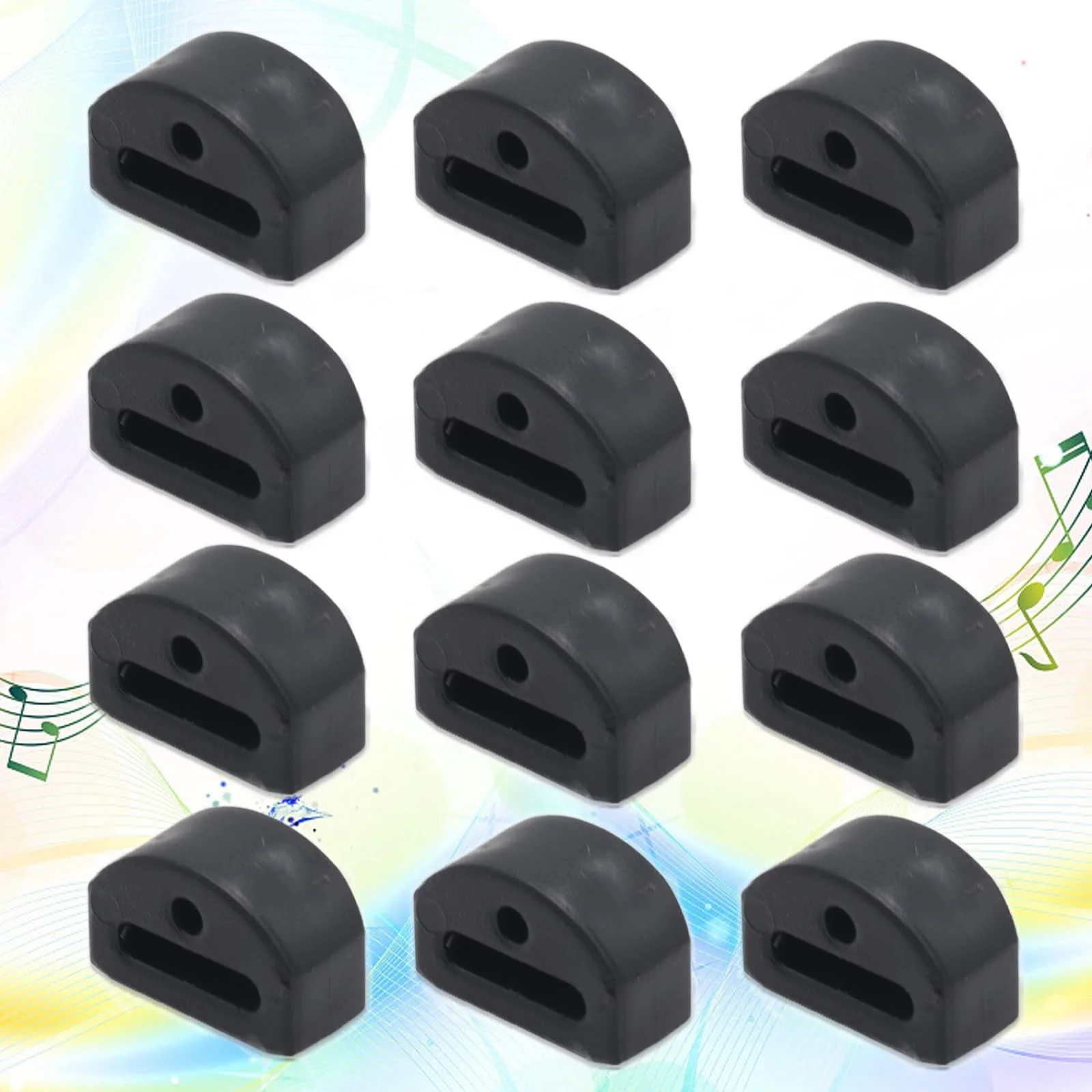 Pack of 12 Plastic Guitar String Ties Bridge Beads, 3 Hole Guitar String BridgeBeads, Guitar String Fasteners for Acoustic Classical Guitar Nylon String Guitar Ukulele(Black) black - Image 3