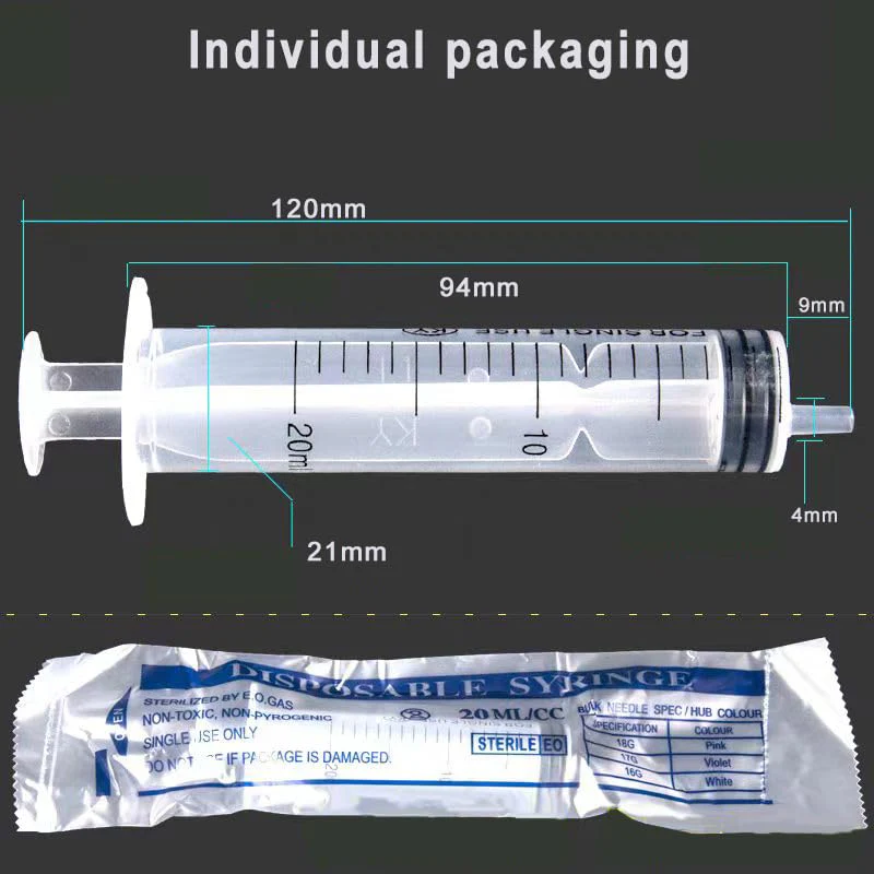 Pack of 12 Syringes, 20 ml Reusable Syringe, Dosing Syringe Without Needle, Tools for Liquid Measure Syringes, Food Syringe, for Laboratory, Animal Feeding, Plant Watering - Image 2
