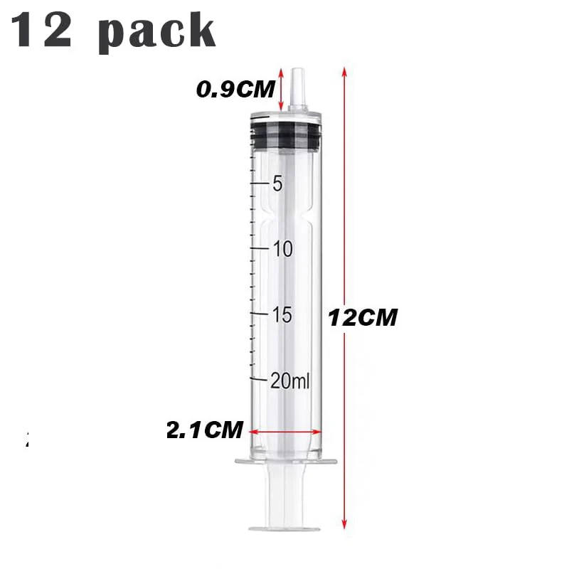 Pack of 12 Syringes, 20 ml Reusable Syringe, Dosing Syringe Without Needle, Tools for Liquid Measure Syringes, Food Syringe, for Laboratory, Animal Feeding, Plant Watering - Image 6