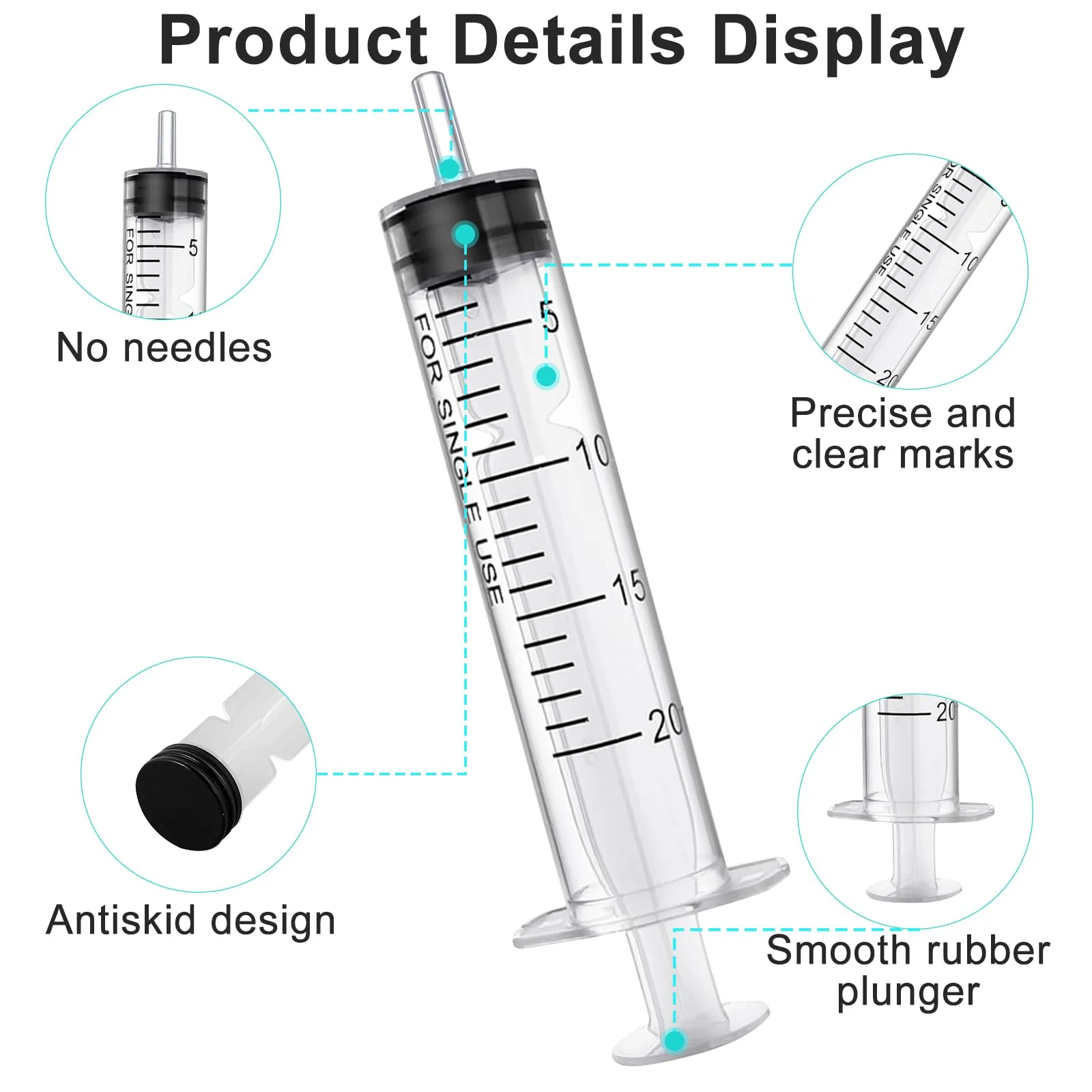 Pack of 15 Syringes, 1 ml, 3 ml, 5 ml, 10 ml, 20 ml, Reusable Syringe, Dosing Syringe, Wind-Up Syringe Without Needle, Tools for Versatile Applications, Laboratories, Animal Feeding, Plant Watering - Image 4