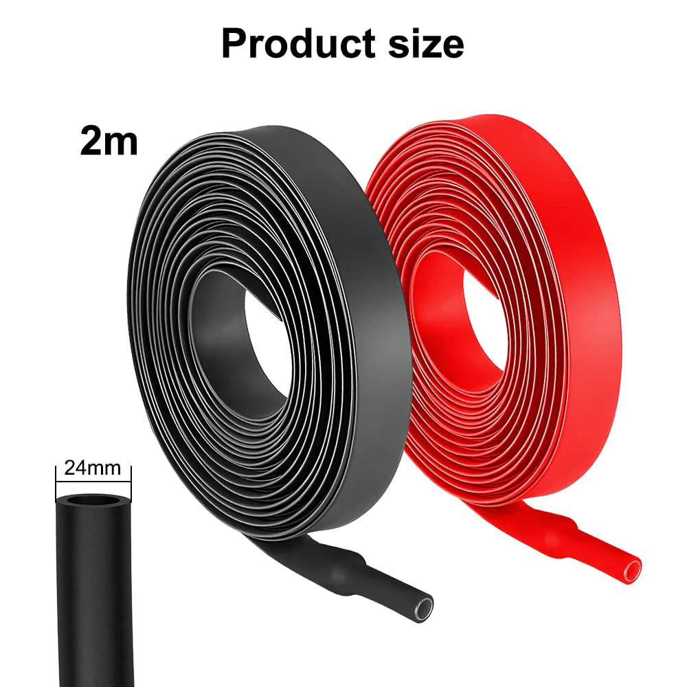 Pack of 2 4:1 Heat Shrink Tubing, Heat Shrink Tubing, Waterproof, Diameter 24 mm & 2 m Length, Heat Shrink Tube with Adhesive, Heat Shrink Tube Black (Red) for Cable Insulation, Marking, Cable 4:1 Ø24mm & 2m - Image 2