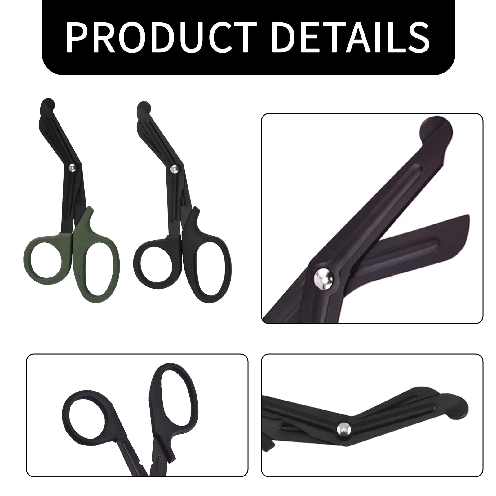 Pack of 2 Bandage Scissors, Bandage Scissors, Nurse, Dress Scissors, Emergency Service, Medical Scissors, Stainless Steel, Suitable for Rescue (Green, Black) - Image 3