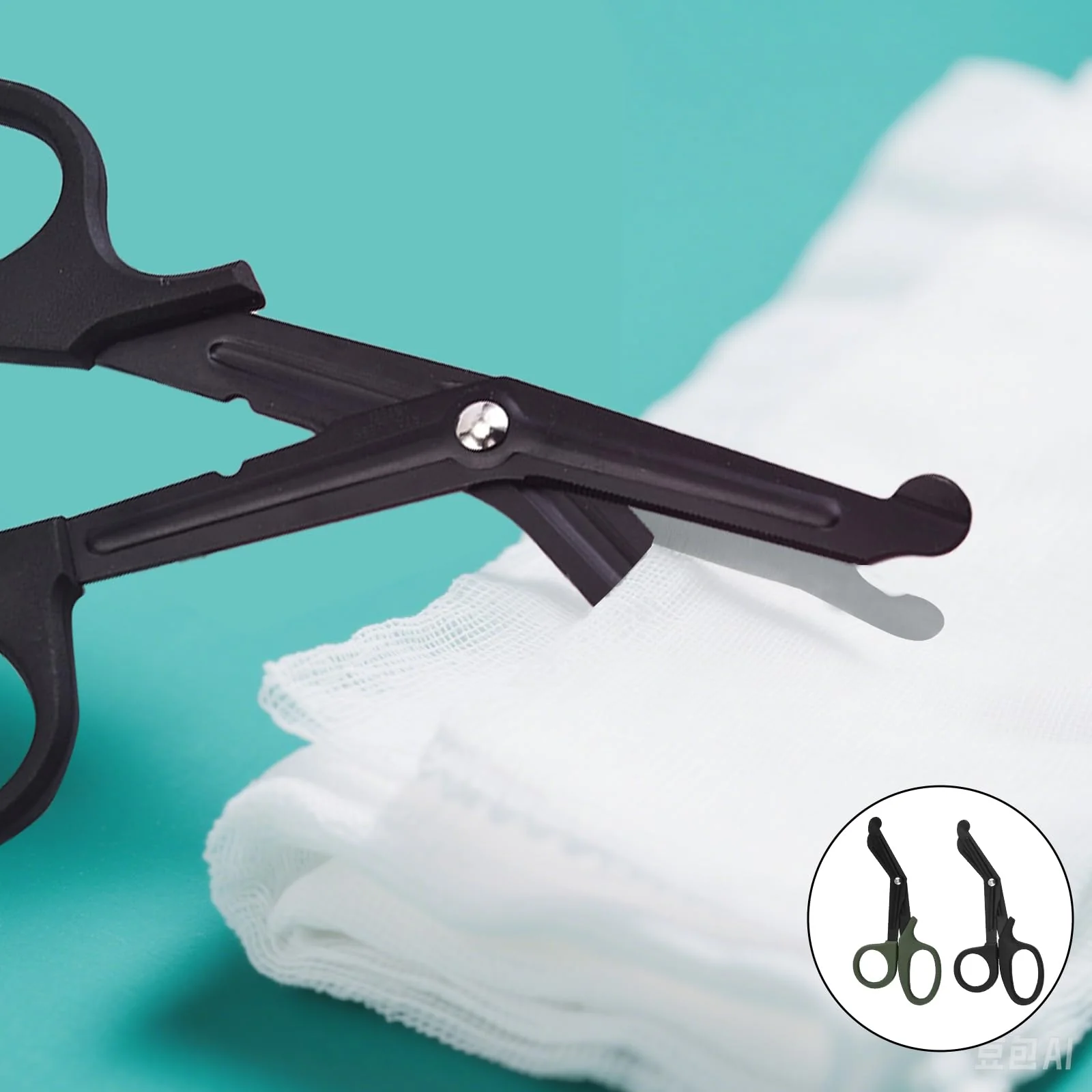 Pack of 2 Bandage Scissors, Bandage Scissors, Nurse, Dress Scissors, Emergency Service, Medical Scissors, Stainless Steel, Suitable for Rescue (Green, Black) - Image 4