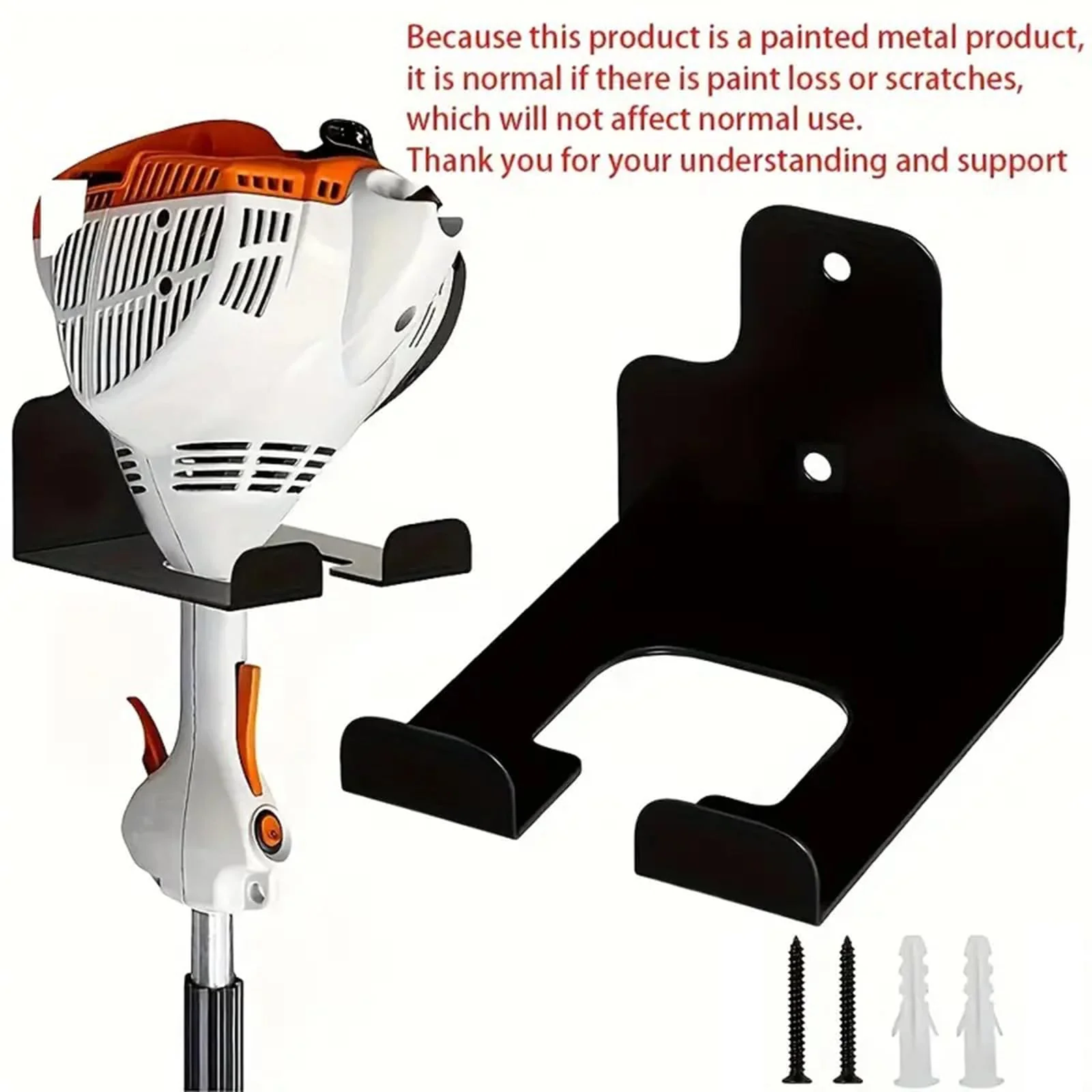 Pack of 2 Brush Cutter Holder, Wall Mount for Grass Trimmer, Garden Power Tool Hanger, with Matching Screws, for Garage Trimmer, Garden Tools - Black - Image 2