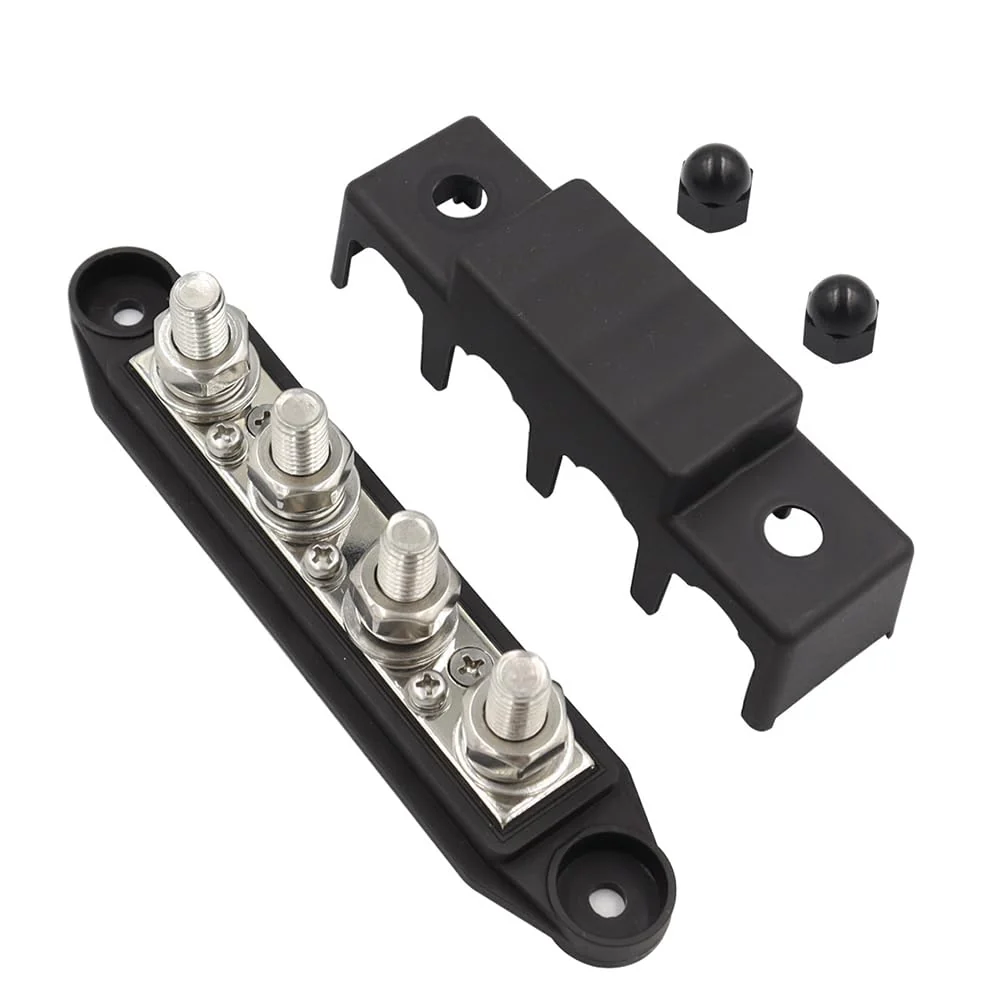Pack of 2 Busbar 12V-48V DC Busbar Distribution Block 250A Power Distribution Block, Power Distribution Rail with 4 x M8 Bolt Connection for Car Marine Car Trailers Motorhome Boat - Image 5
