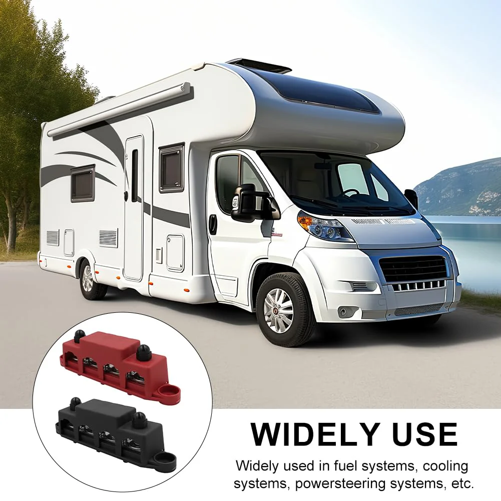 Pack of 2 Busbar 12V-48V DC Busbar Distribution Block 250A Power Distribution Block, Power Distribution Rail with 4 x M8 Bolt Connection for Car Marine Car Trailers Motorhome Boat - Image 8