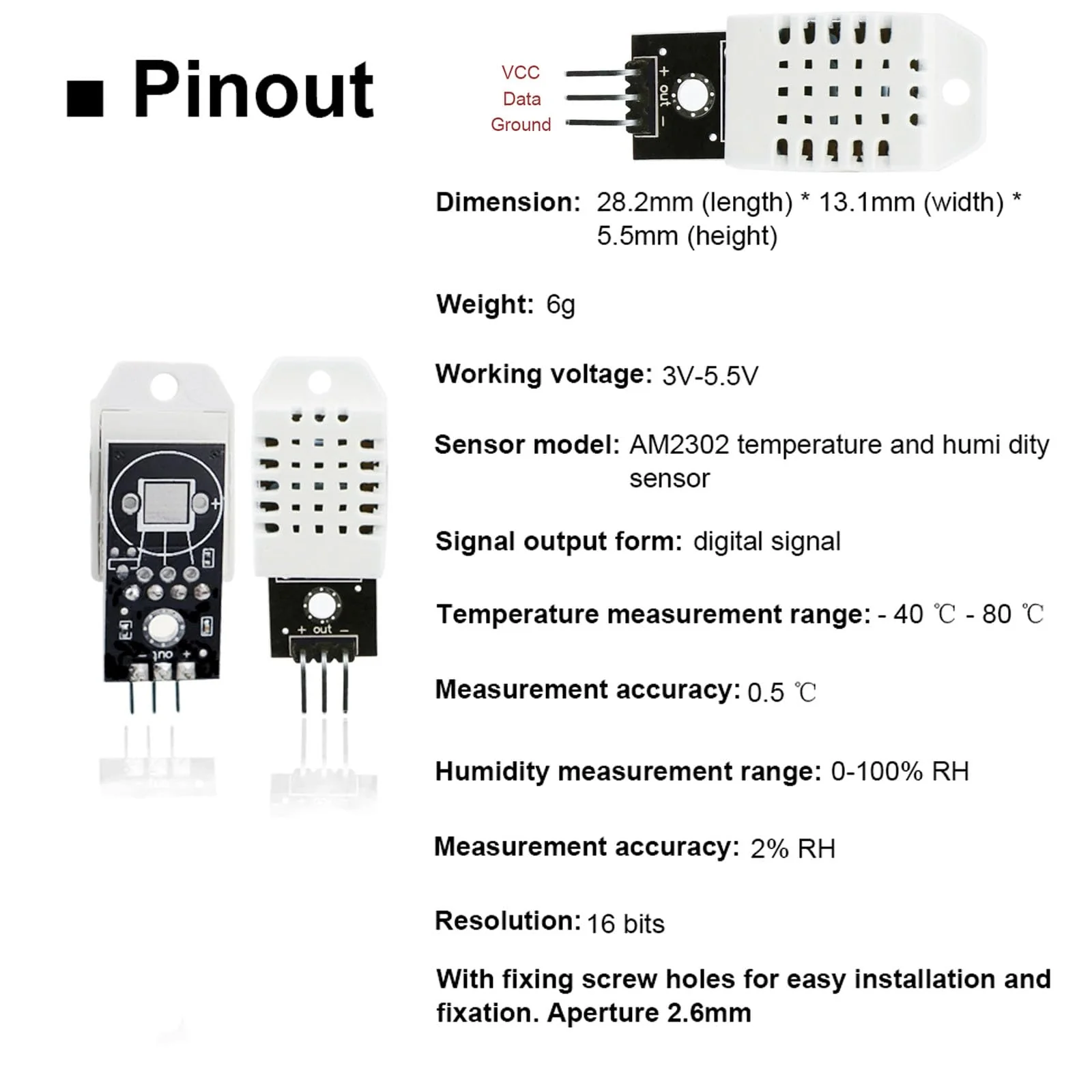 Pack of 2 Compatible with Temperature and Humidity Sensor 3V-5.5V with Board and 2 Cables, Temperature Sensor Compatible with Arduino and Raspberry Pi for DIY Microelectronics Projects - Image 3