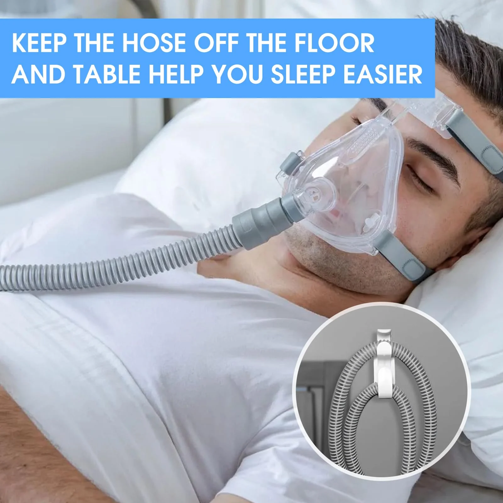 Pack of 2 CPAP Hose Holder, Wall Mount for CPAP Device, Stable & Reusable, with 2 Adhesive Pads, Prevents Hose Tangle, Löwenstein CPAP Accessories, Easy Assembly - Image 4