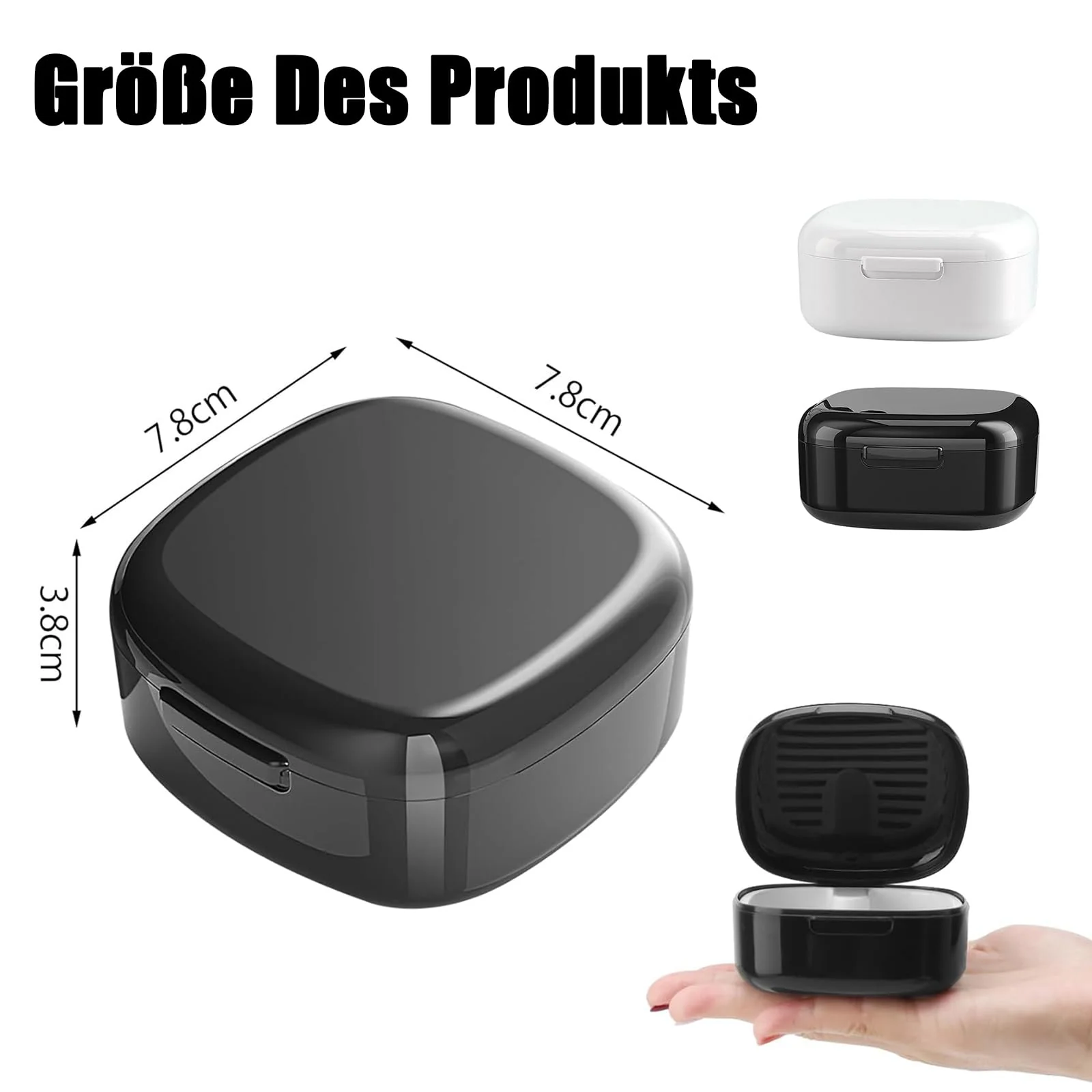 Pack of 2 Denture Box, Portable Denture Box, Denture Box with Hanging, Portable for Storage and Cleaning Dummies and Braces (Black, White) - Image 2