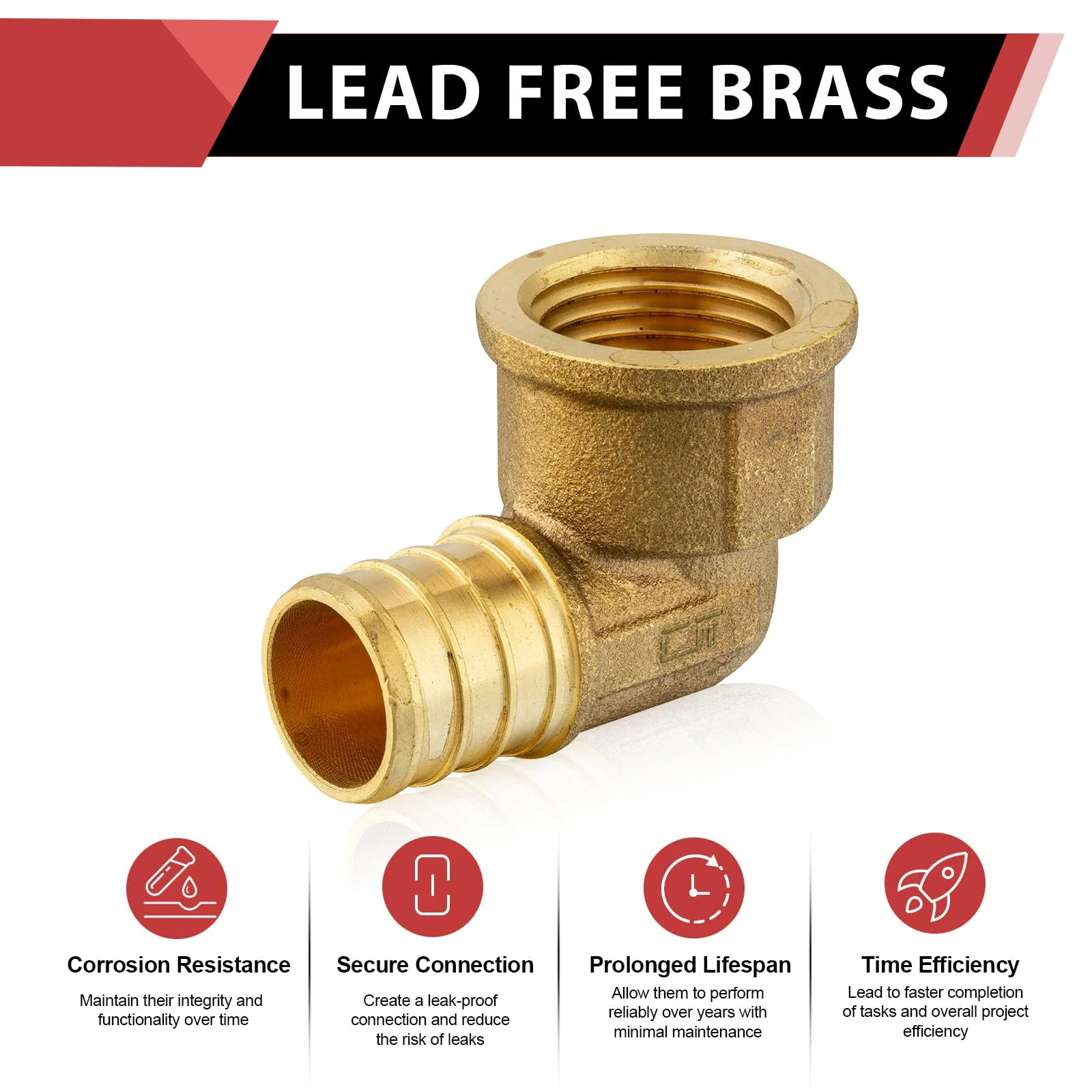 (Pack of 2) EFIELD Pex 3/4"x 1/2" Female Threaded NPT Elbow Adapter Brass Crimp Fittings (Pex 3/4"x 1/2" Female Thread),(PEX1807301-2PCS) 3/4"x 1/2"(Pack of 2) - Image 3