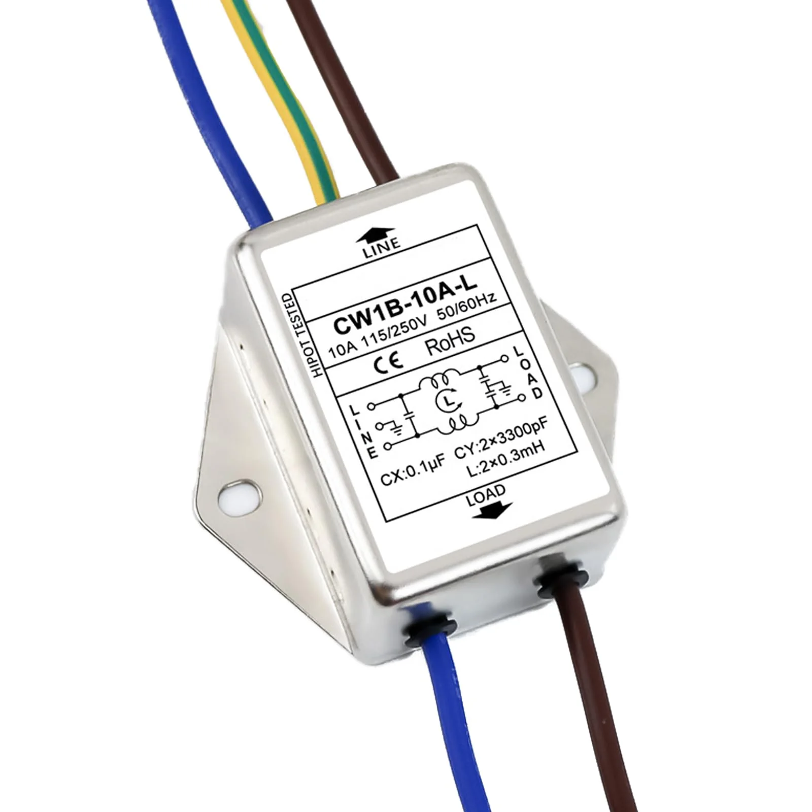 Pack of 2 EMI Filter, CW1B-10A-L(040) Single-Phase Filter, 250 V Electromagnetic Interference Filter, for Suppressing Continuous and Intermittent Pulse Interference - Image 3
