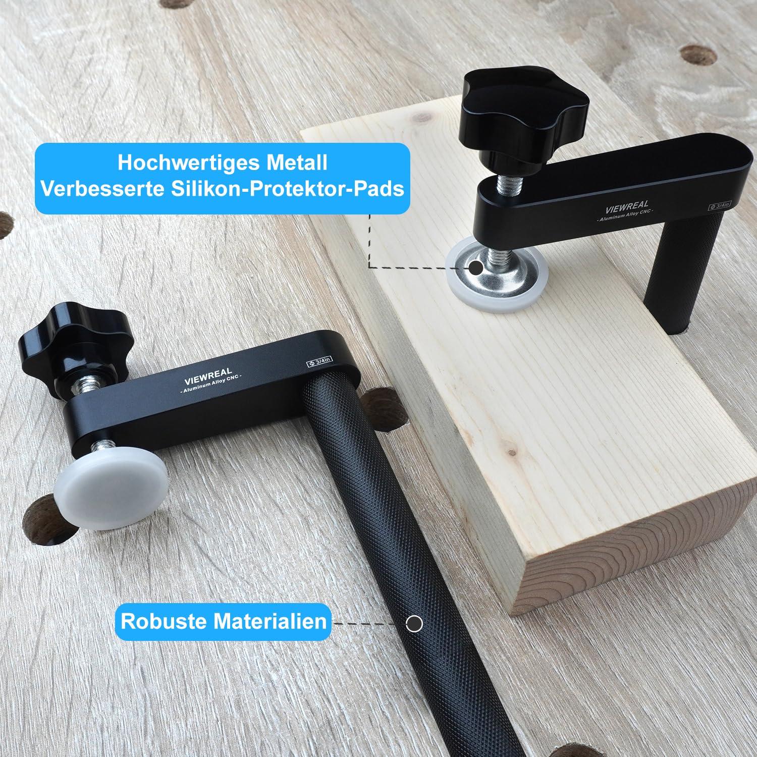 Pack of 2 Extended Hold-Down Brackets 20 mm Bench Hooks for Woodworking Workbench, Hold-Down Workbench, Adjustable Aluminium Alloy 20mm Black - Image 3