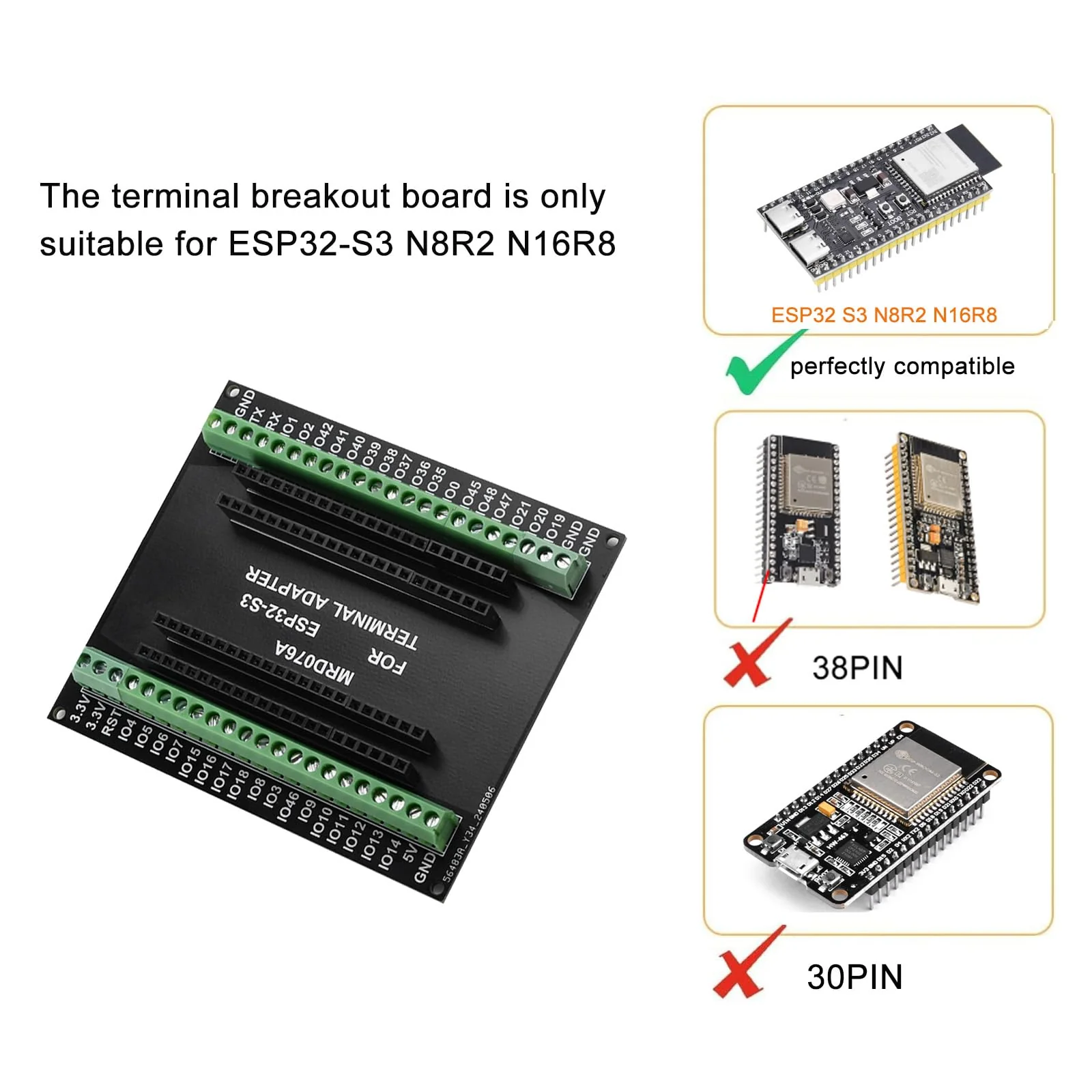 Pack of 2 for ESP32 Expansion Board, 1 in 2 Microcontroller Development Board Compatible with 44Pin for ESP32 S3 N8R2 N16R8 Development Board 2 x expansion board - Image 4
