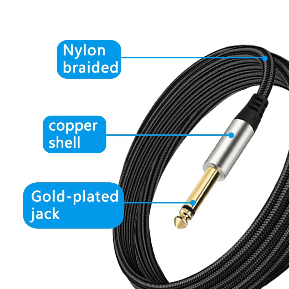 Pack of 2 Guitar Cables 1/4 Inch Instrument Cable with 6.33mm Straight TS Jack (16 Feet-2 Pack) 16 Feet-2 Pack - Image 6