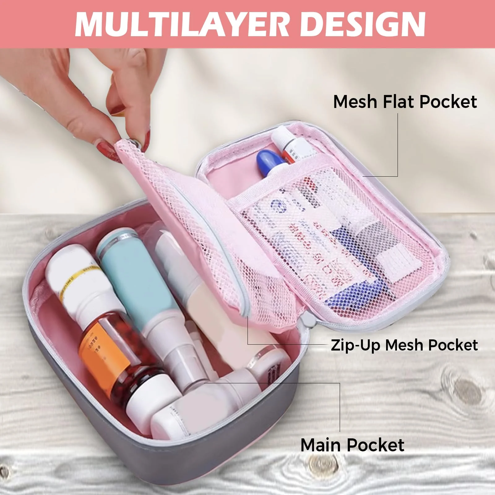 Pack of 2 Medical Bag, Oxford Fabric Medical Bag, Comfortable Travel Medicine Bag for Emergencies, Portable Small Medicine Holder, Empty Travel Pharmacy Bag, Square Organiser for Travel, Home, School, - Image 4