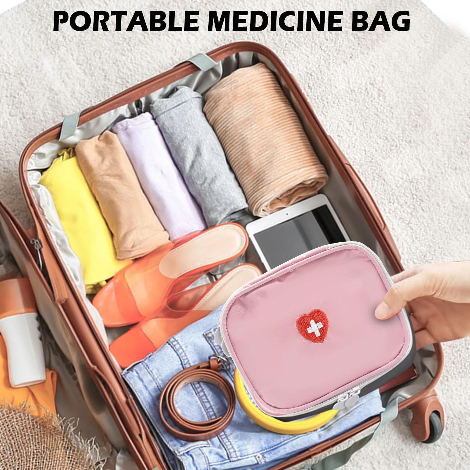Pack of 2 Medical Bag, Oxford Fabric Medical Bag, Comfortable Travel Medicine Bag for Emergencies, Portable Small Medicine Holder, Empty Travel Pharmacy Bag, Square Organiser for Travel, Home, School, - Image 6
