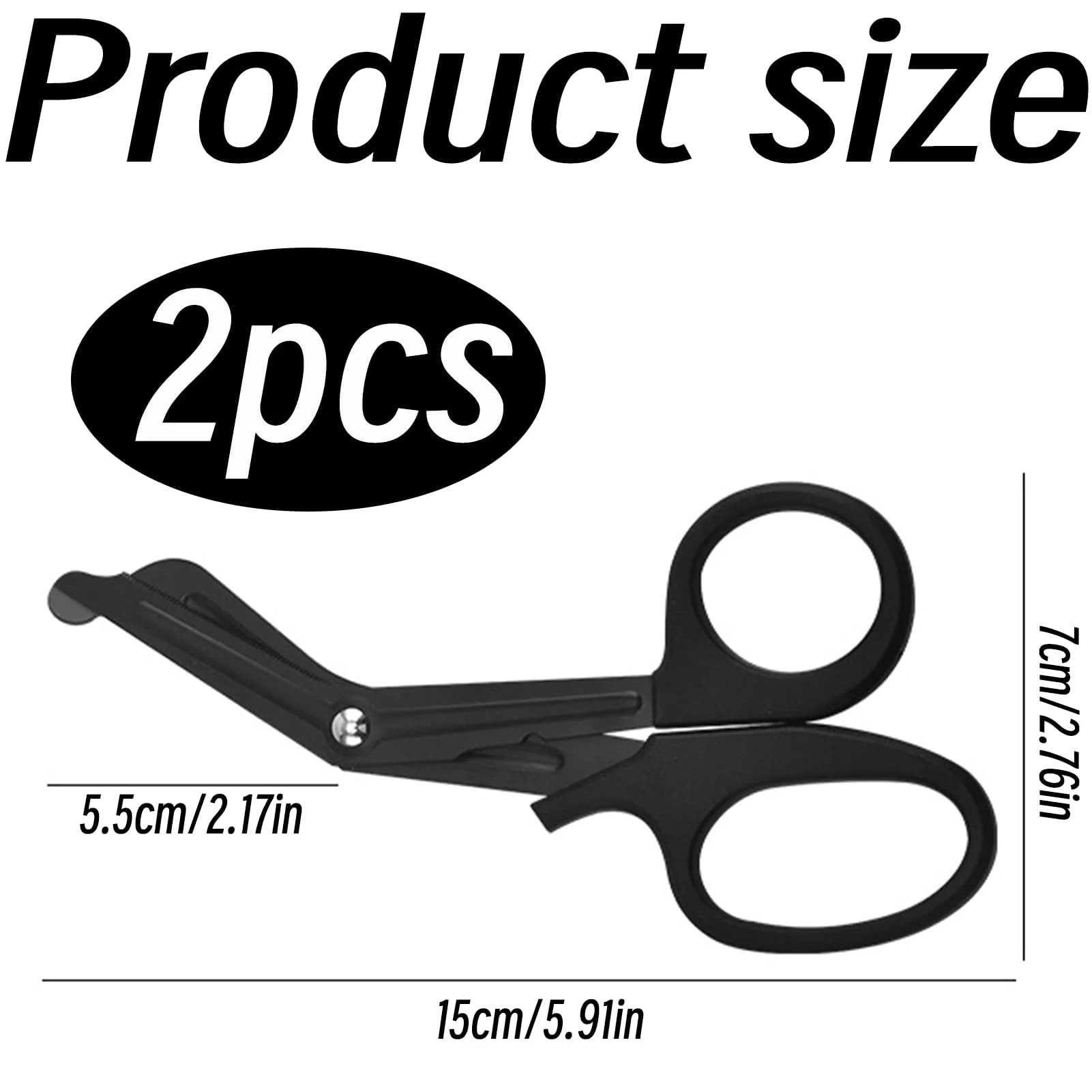 Pack of 2 medical bandage scissors, bandage scissors, rescue scissors, bandage scissors, emt and trauma scissors, stainless steel bandage scissors for nurses, medical students, emergency room, black - Image 2