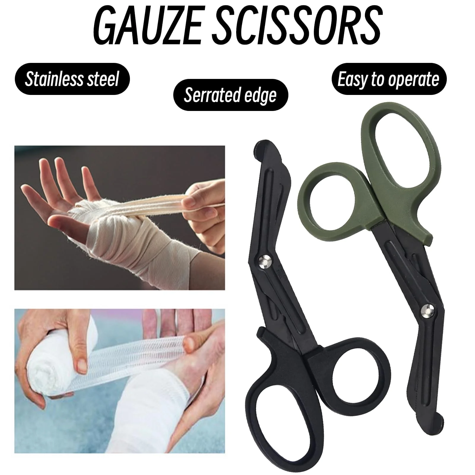 Pack of 2 medical bandage scissors, bandage scissors, rescue scissors, bandage scissors, emt and trauma scissors, stainless steel bandage scissors for nurses, medical students, emergency room, black - Image 4