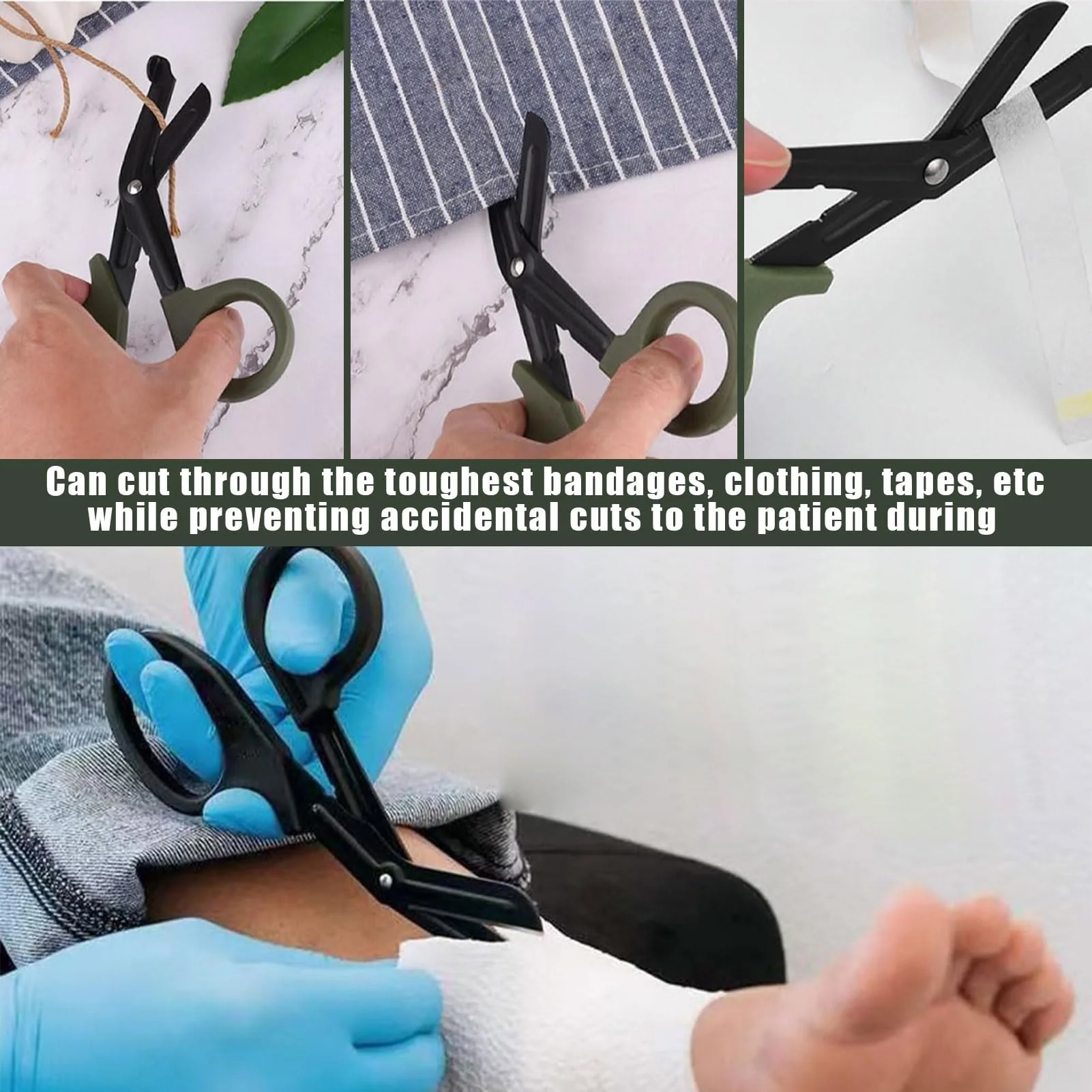 Pack of 2 Medical Bandage Scissors, Rescue Scissors, Bandage Scissors, Nurse, CModern, Ambidextrous, Stainless Steel, Black + Green, 15 cm - Image 6