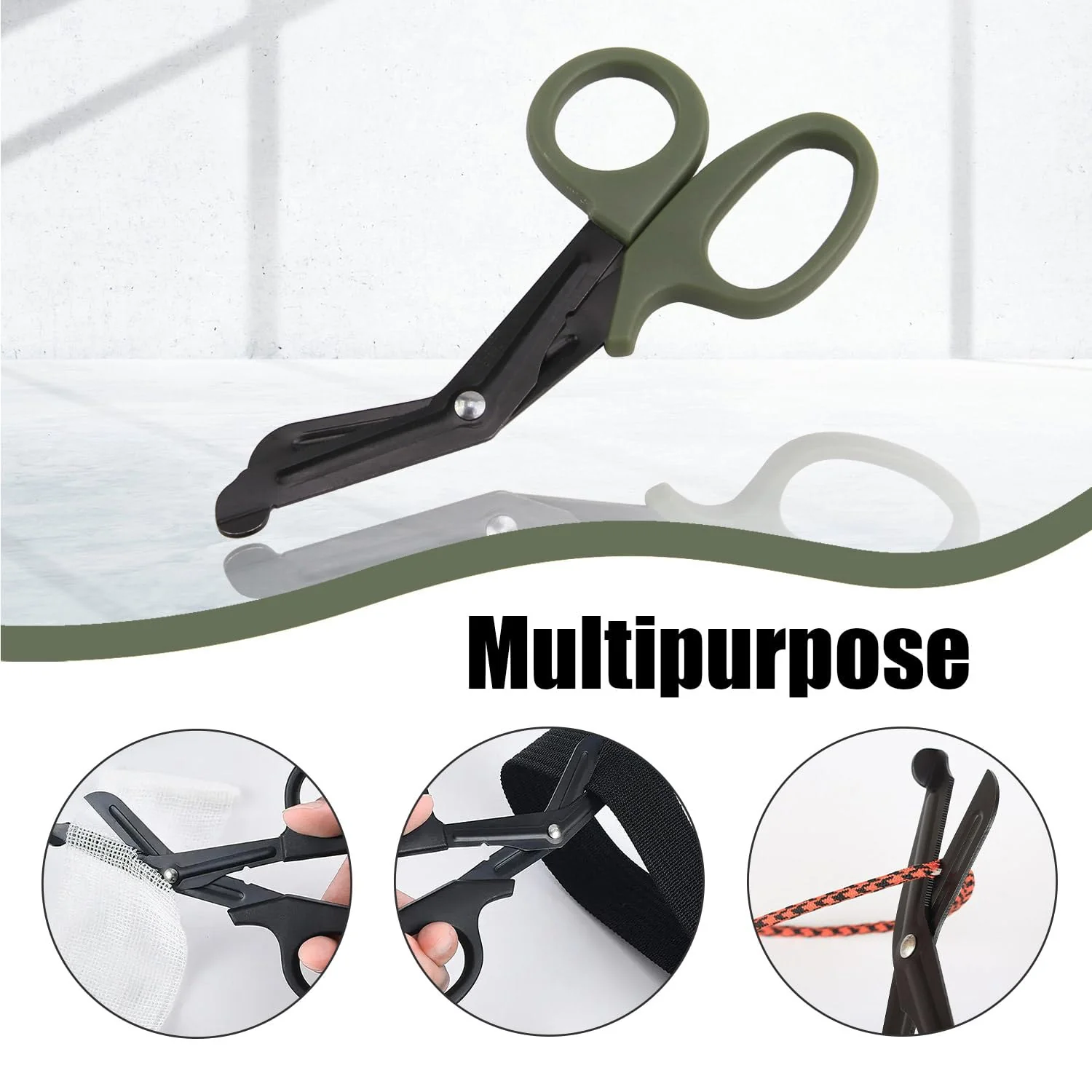 Pack of 2 Medical Bandage Scissors, Rescue Scissors, Bandage Scissors, Nurse, Surgical Scissors, Black + Green, 15 cm - Image 4
