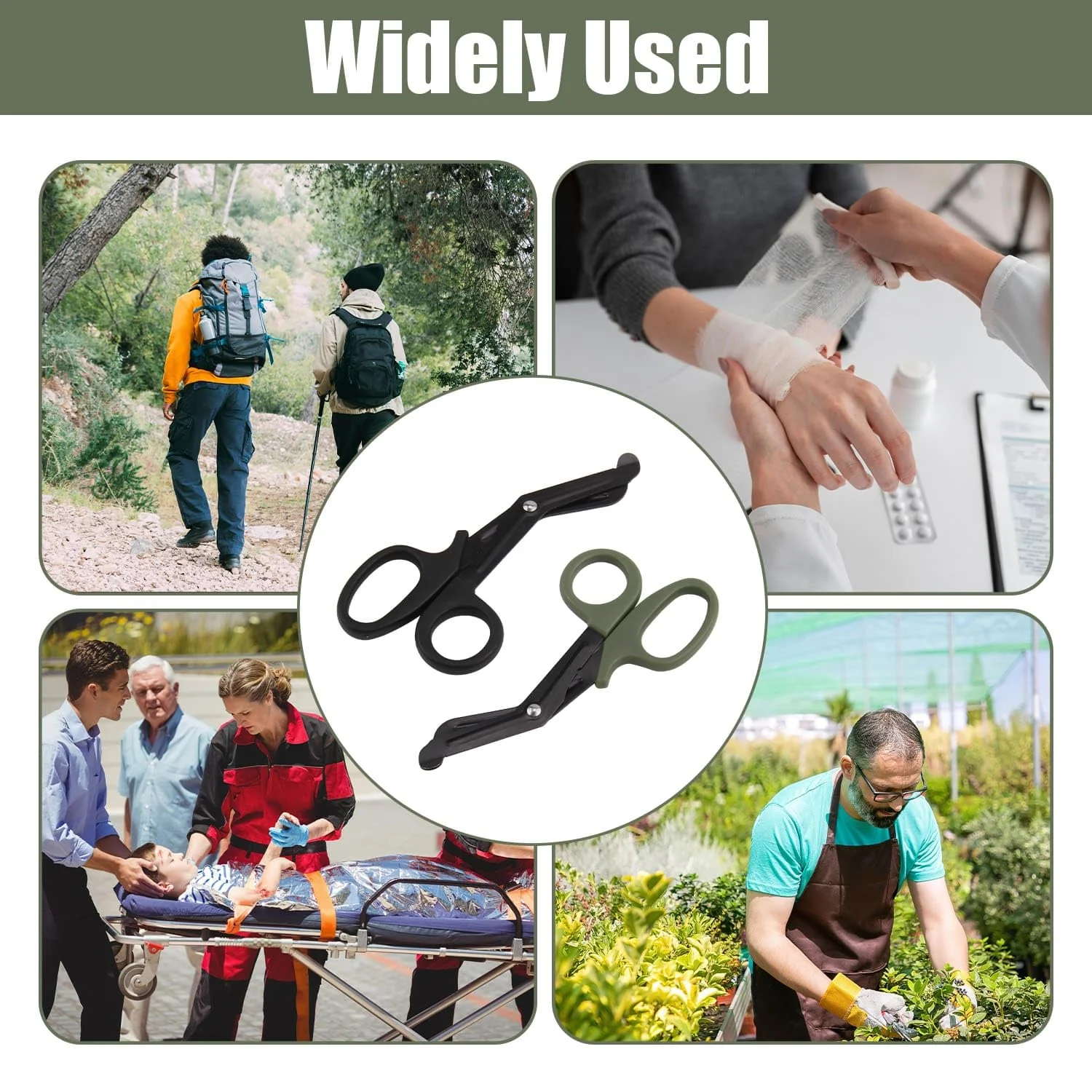 Pack of 2 Medical Bandage Scissors, Rescue Scissors, Bandage Scissors, Nurse, Surgical Scissors, Black + Green, 15 cm - Image 5