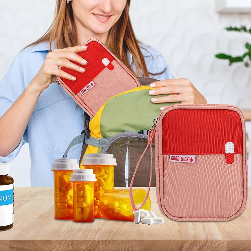 Pack of 2 Medicine Bag Large Capacity Medical Emergency Bag Empty Waterproof Medicine Storage Bag Portable Medicine Bag for Home Office Travel (Pink) Pink - Image 6