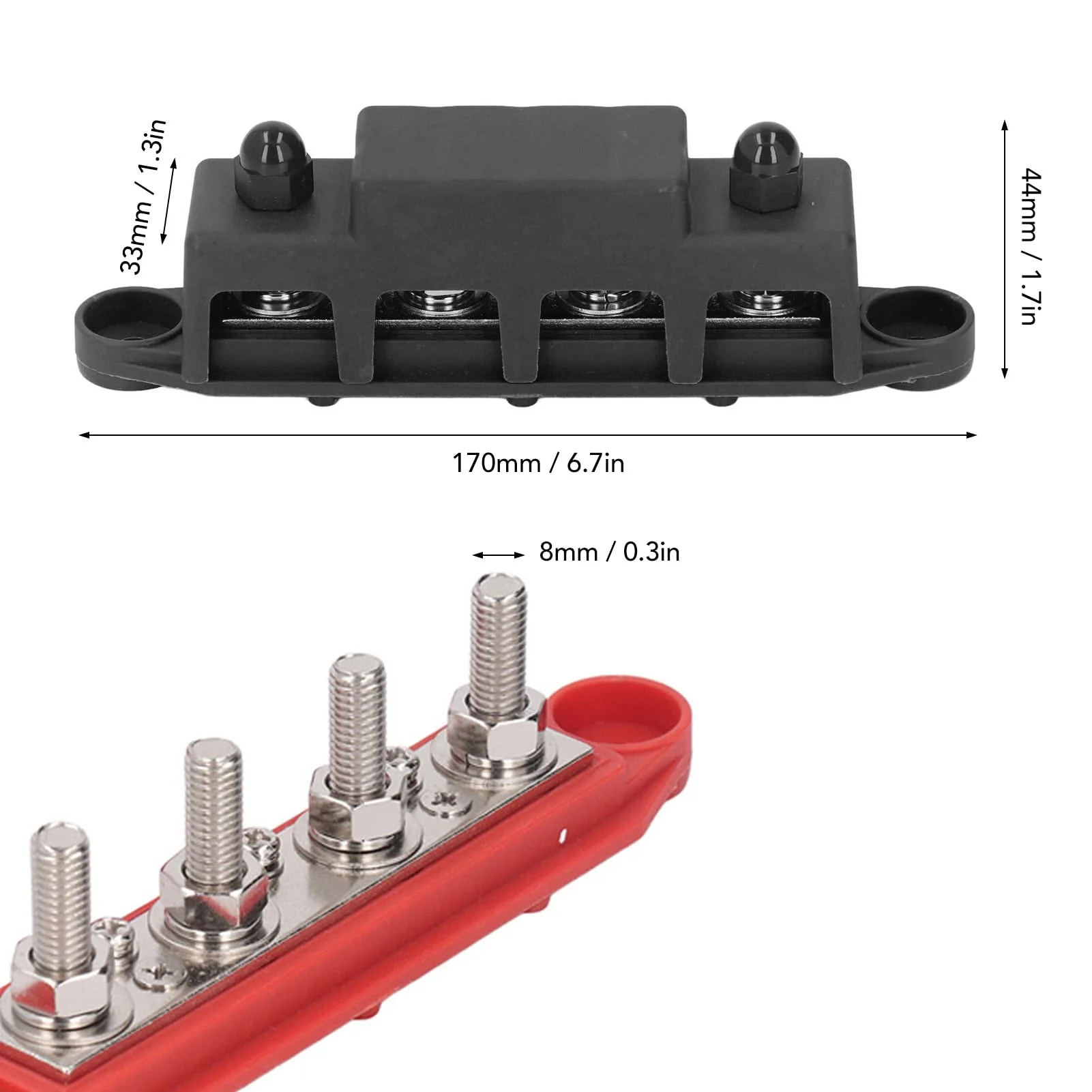 Pack of 2 Power Distribution Block 48 V DC 250 A M8 Screw Connection Busbar Block for Car Industry Marine Solar Systems Industrial Automation - Image 2