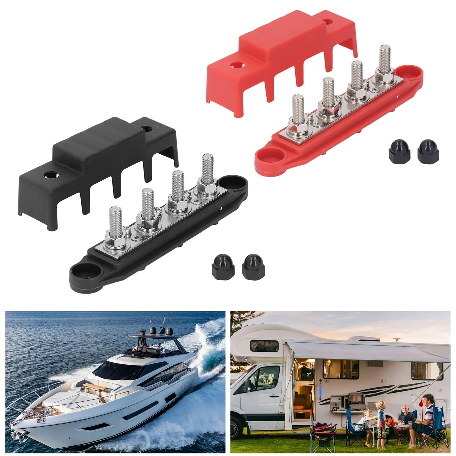 Pack of 2 Power Distribution Block 48 V DC 250 A M8 Screw Connection Busbar Block for Car Industry Marine Solar Systems Industrial Automation - Image 7
