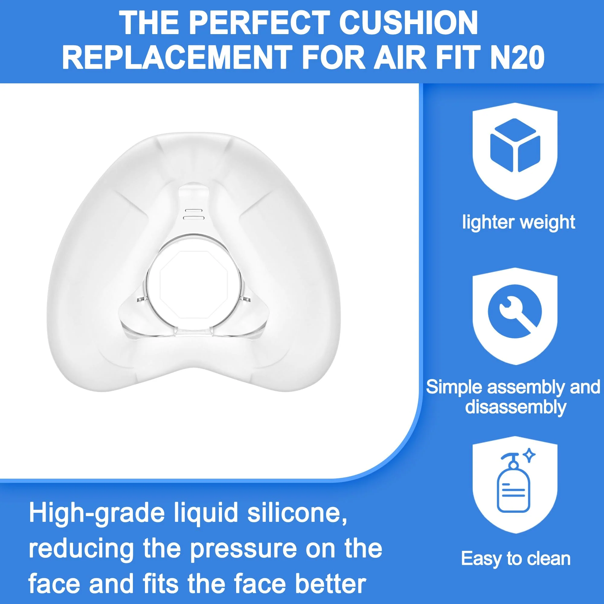 Pack of 2 Replacement Masks (L) for Airfit N20, Comfortable Fit & Softer Wear, Compatible with Original Frame, High Quality & Durable Replacement Cushion Accessories, High Quality CPAP Accessories by L - Image 2