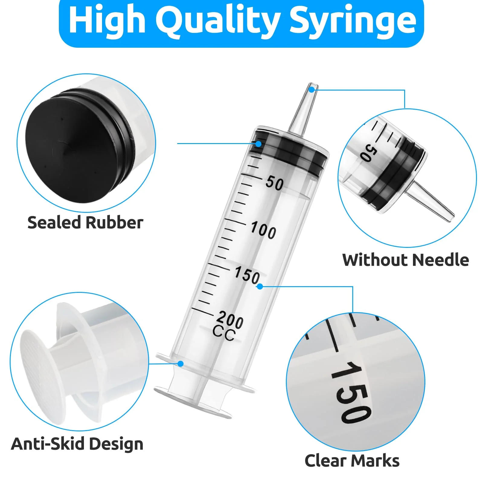 Pack of 2 Syringes, 200 ml Syringe with Hose, Large Syringe, Oil Syringe, Syringe Set for Industrial Use 200ml - Image 3