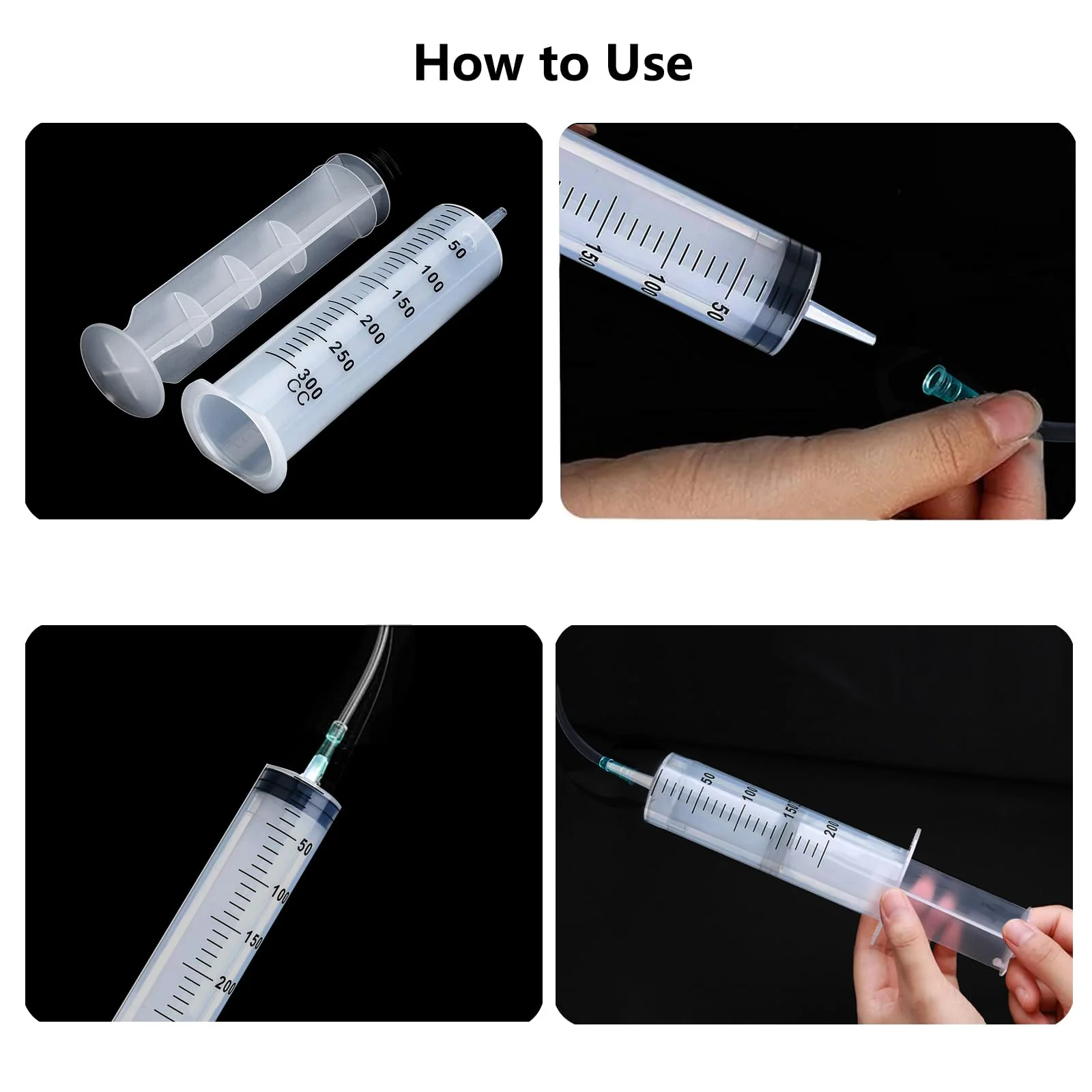 Pack of 2 Syringes, Syringe 200 ml + 300 ml, Syringe with Hose, Large Syringe, Oil Syringe, Dosing Syringe Without Needle, Syringe Set for Laboratory, Industry, Animal Feeding 200ml+300ml - Image 4