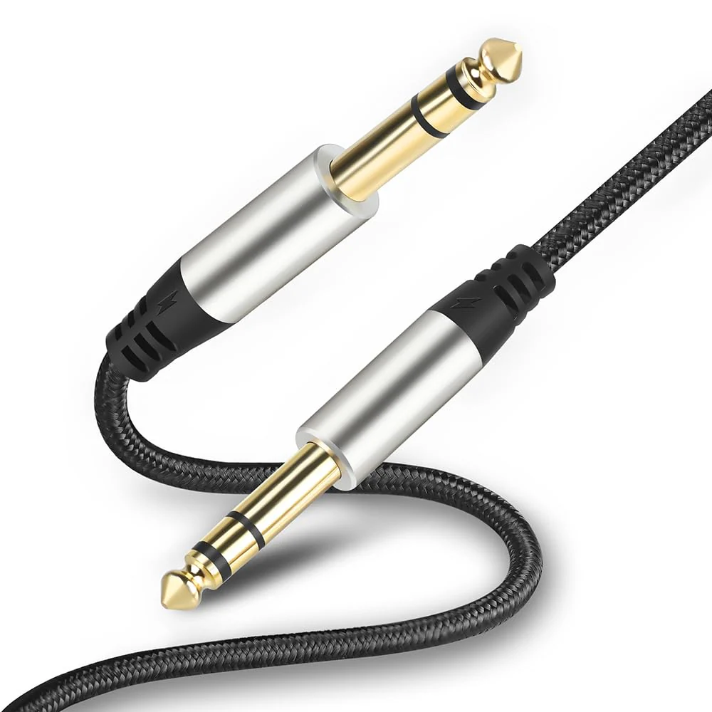Pack of 2 TRS Instrument Cable 1/4 Inch Straight 6.35mm Male Jack Nylon Braided Studio Cord (16 Feet-2 Pack) 16 Feet-2 Pack - Image 2