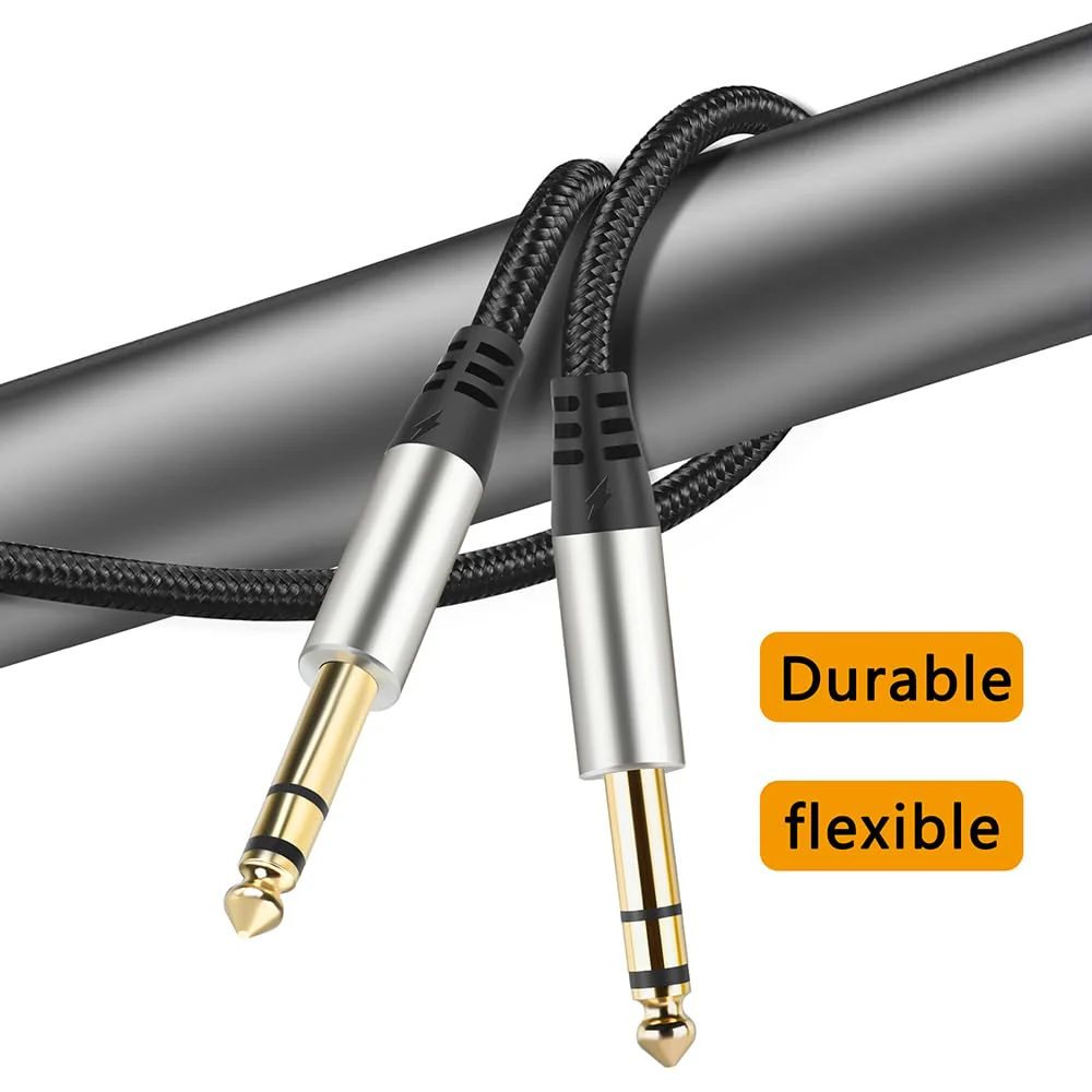 Pack of 2 TRS Instrument Cable 1/4 Inch Straight 6.35mm Male Jack Nylon Braided Studio Cord (3.3 Feet-2 Pack) 3.3 Feet-2 Pack - Image 4